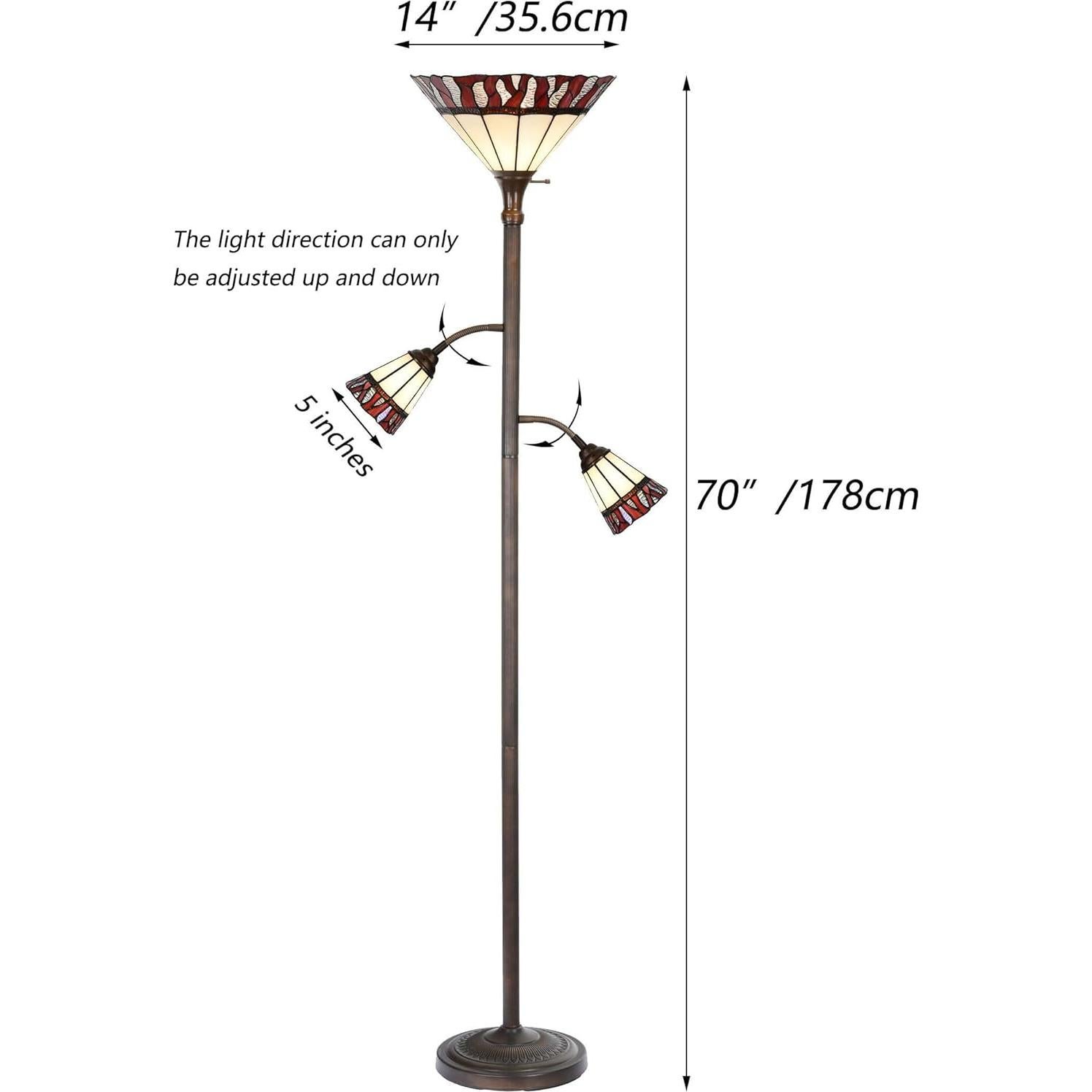 Lámpara de Pie Tiffany Bieye L10838 Vidrio Templado 178 cm