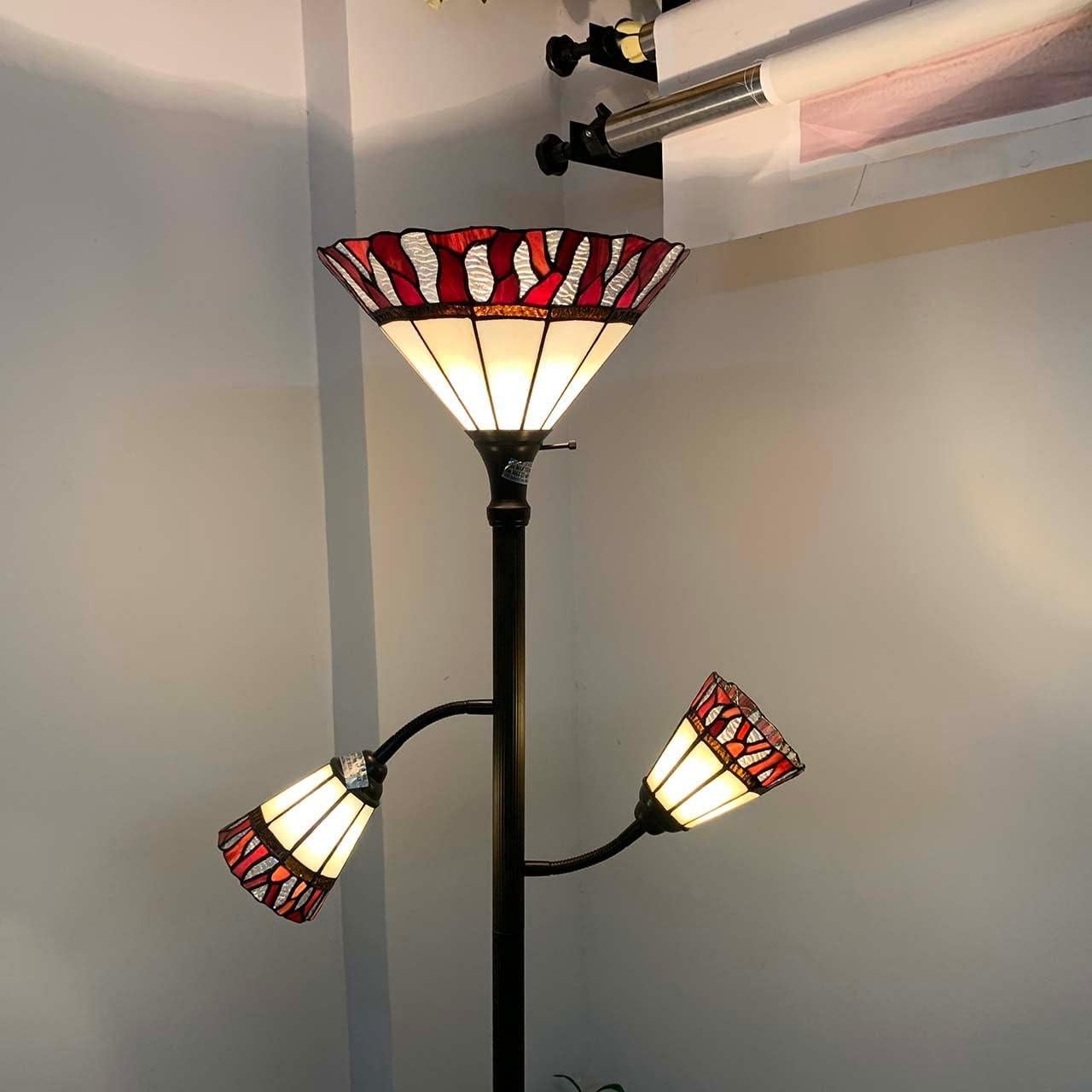 Lámpara de Pie Tiffany Bieye L10838 Vidrio Templado 178 cm