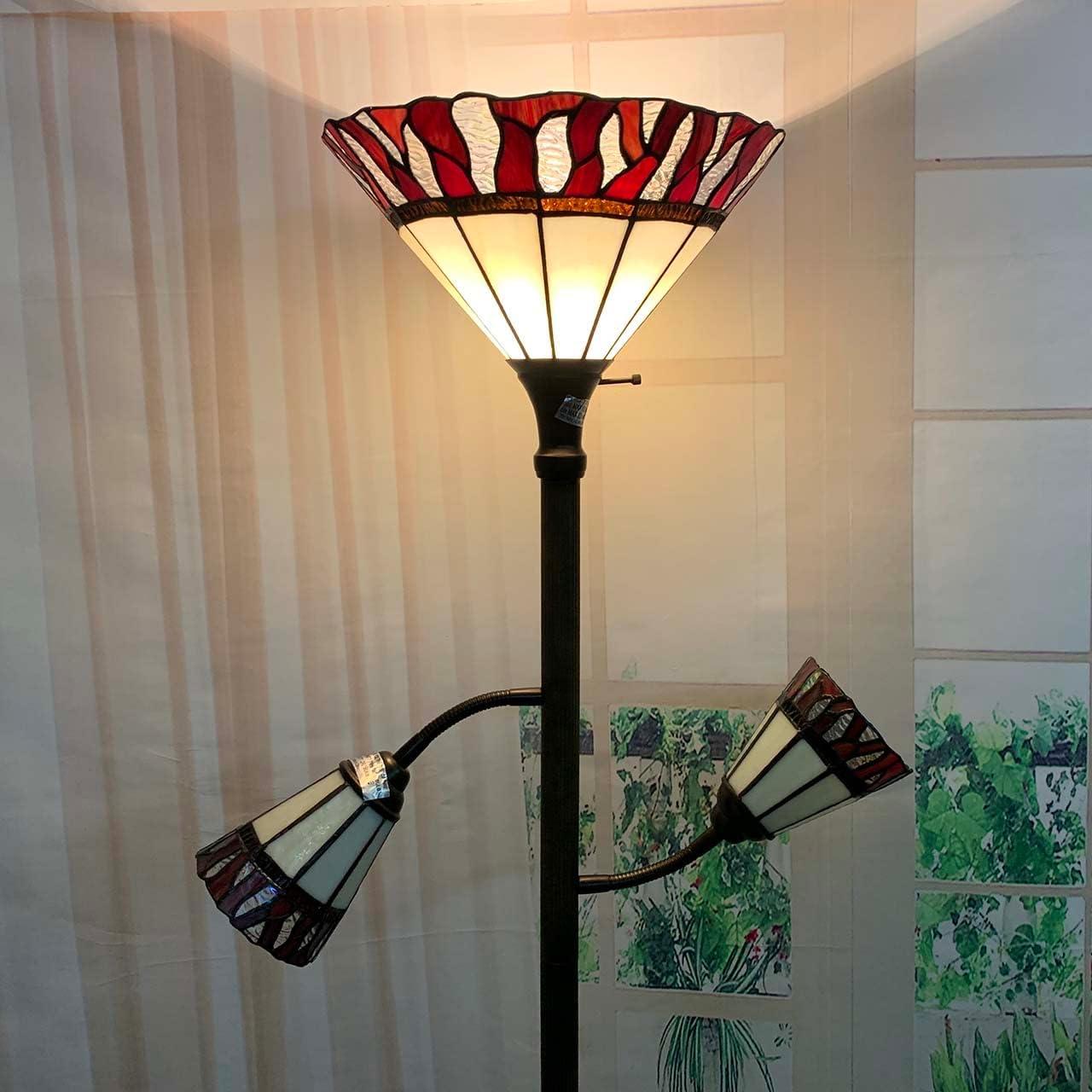 Lámpara de Pie Tiffany Bieye L10838 Vidrio Templado 178 cm