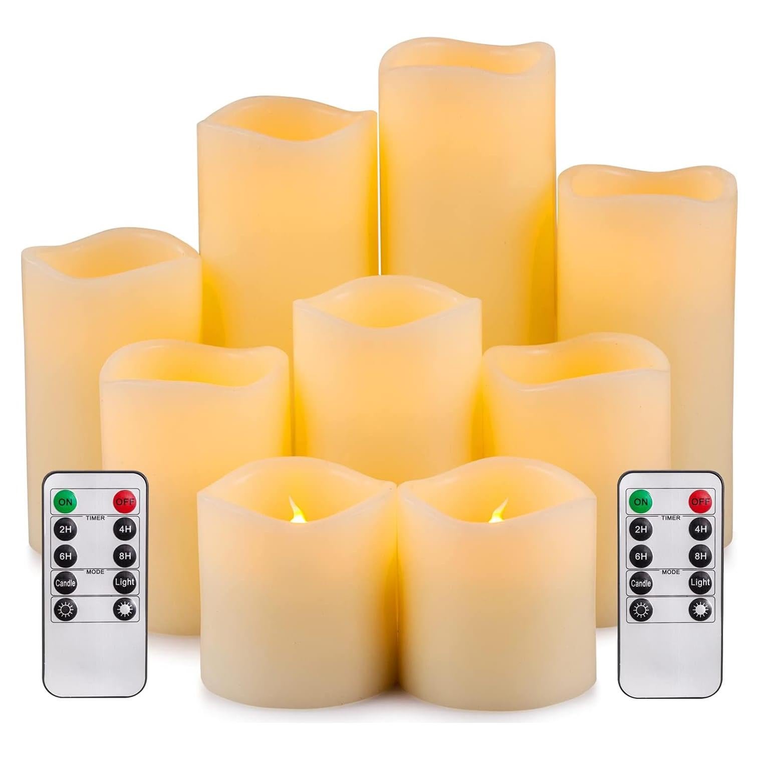 Conjunto de 9 Velas LED Sin Llama RY King con Control Remoto