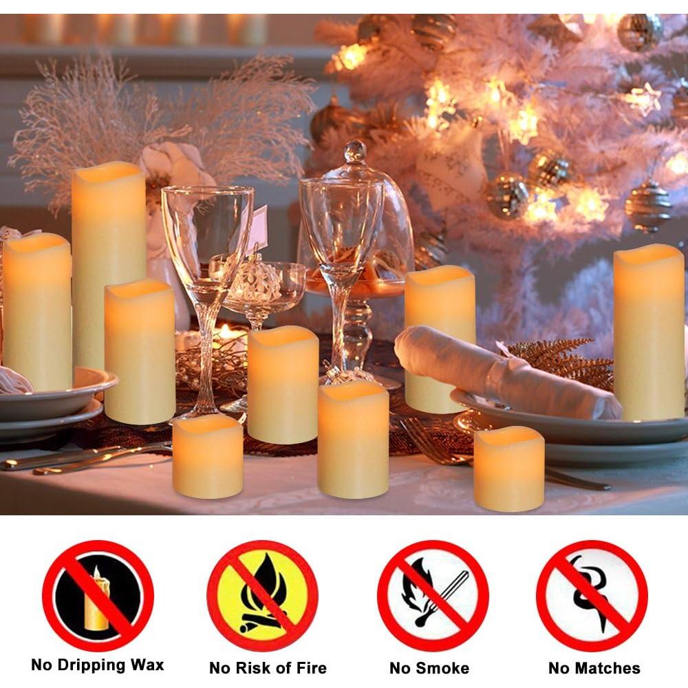 Conjunto de 9 Velas LED Sin Llama RY King con Control Remoto