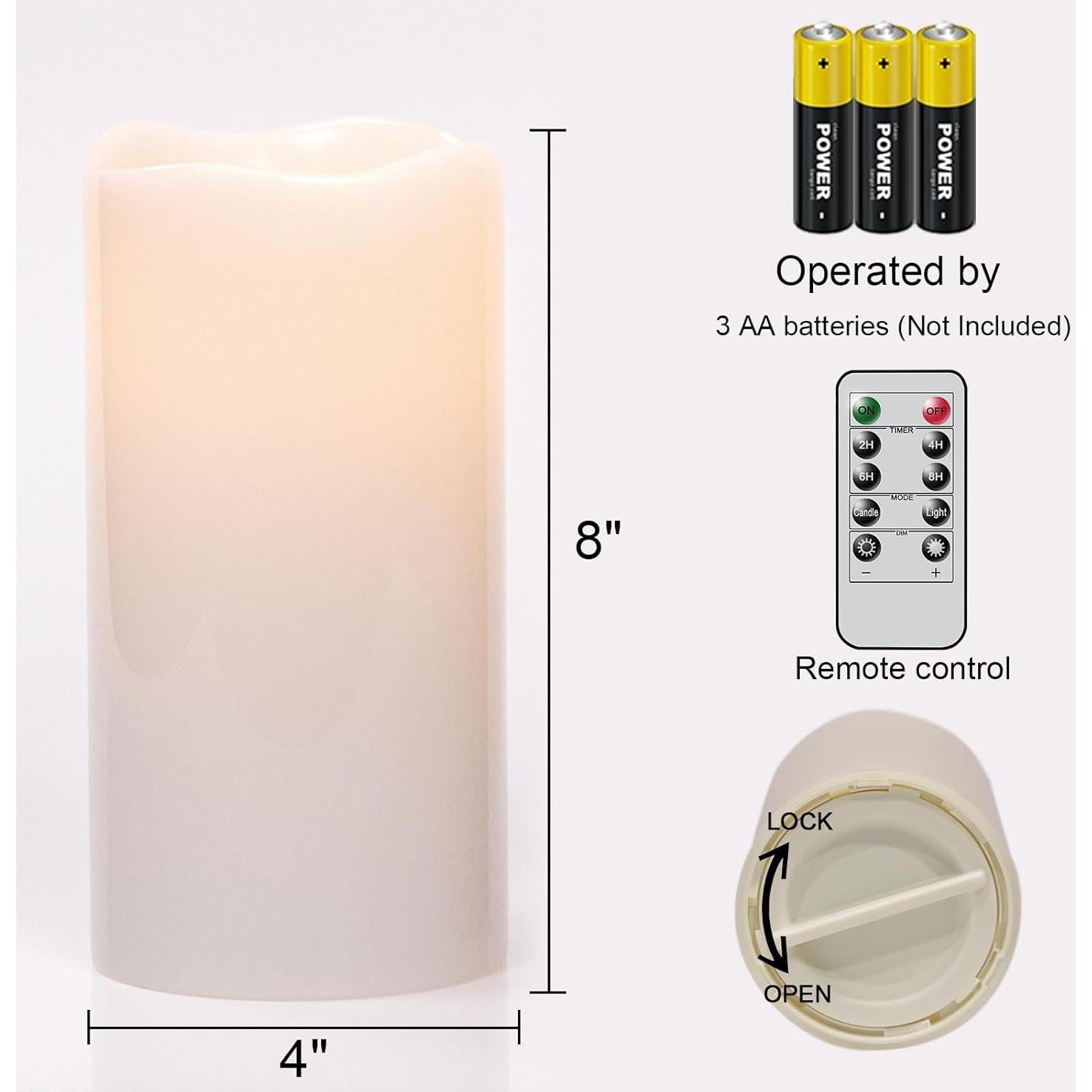 Velas LED Impermeables Eldnacele con Control Remoto 20 cm (2 Pzs)