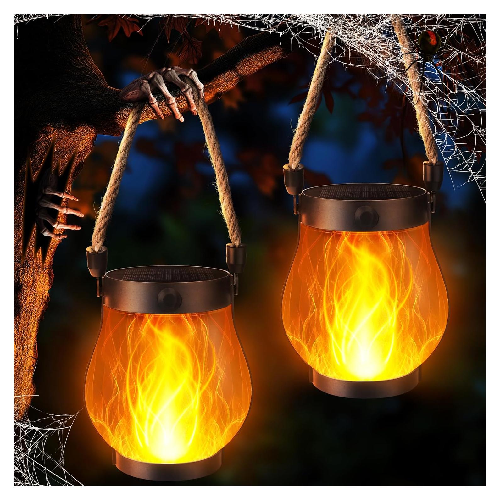 Linternas Solares iBaycon 2 Paquete con Efecto Llama Halloween