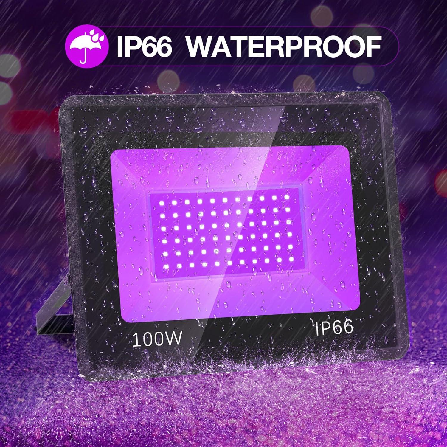 Paquete de 2 luces negras LED 100W DLBosso impermeables