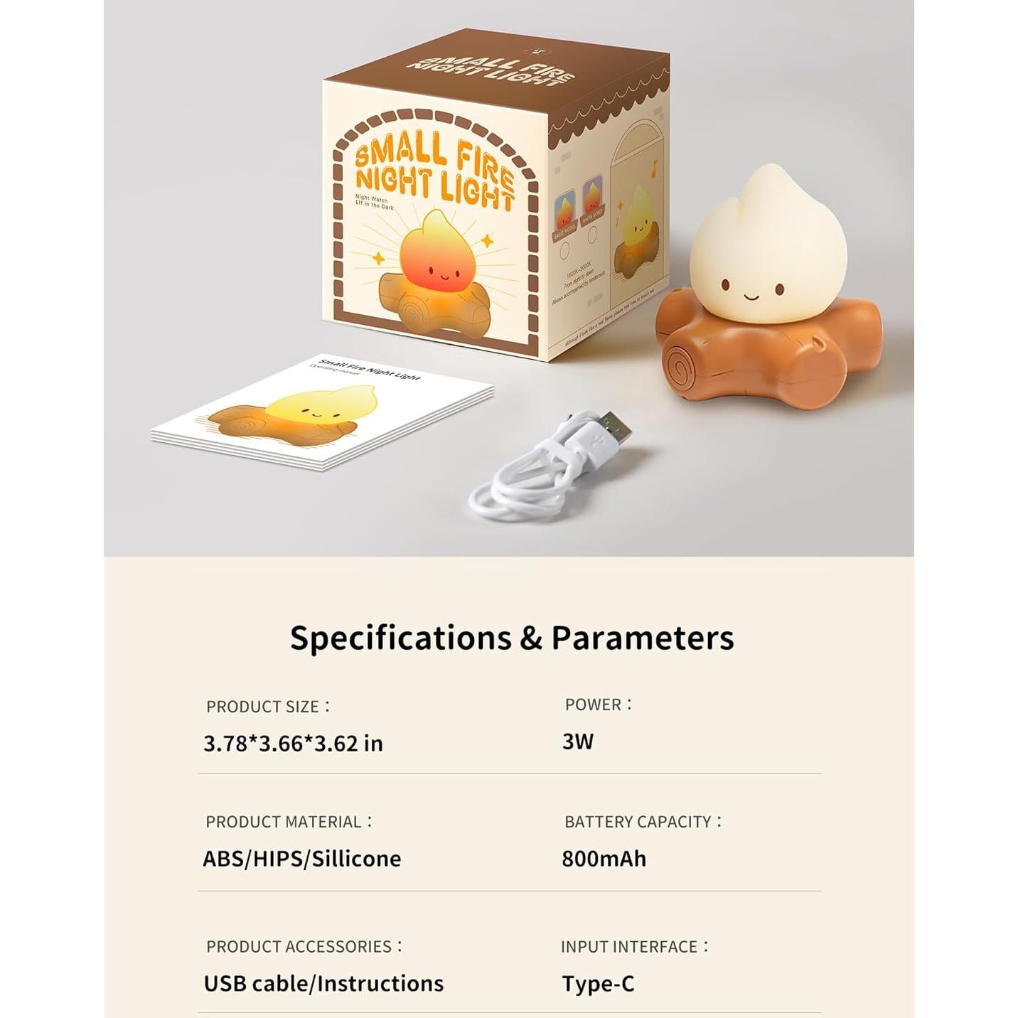 Luz Nocturna Recargable MASHI Fogata 7.62cm para Decoración