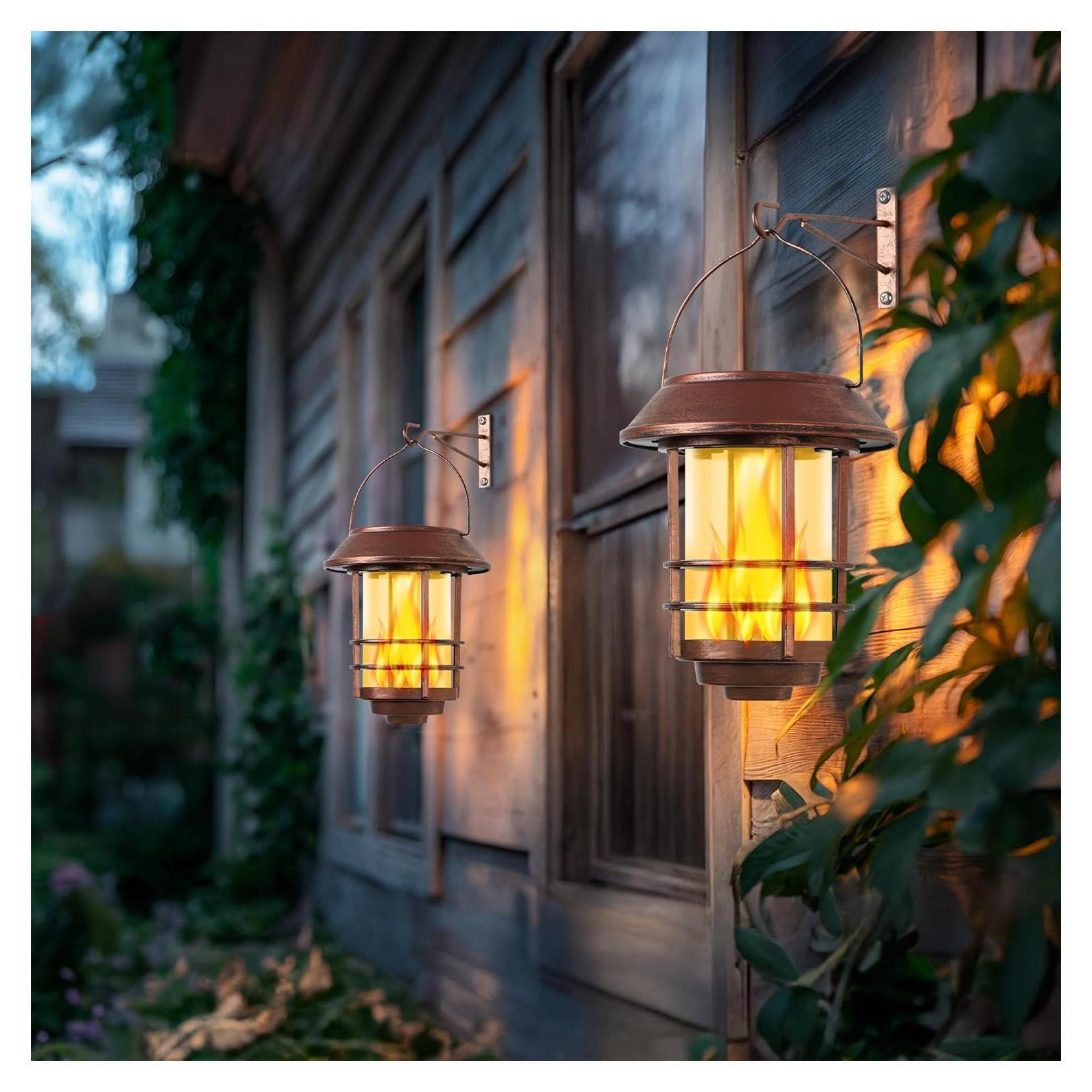 Linternas Solares Otdair 2 Piezas Llama Parpadeante Jardín