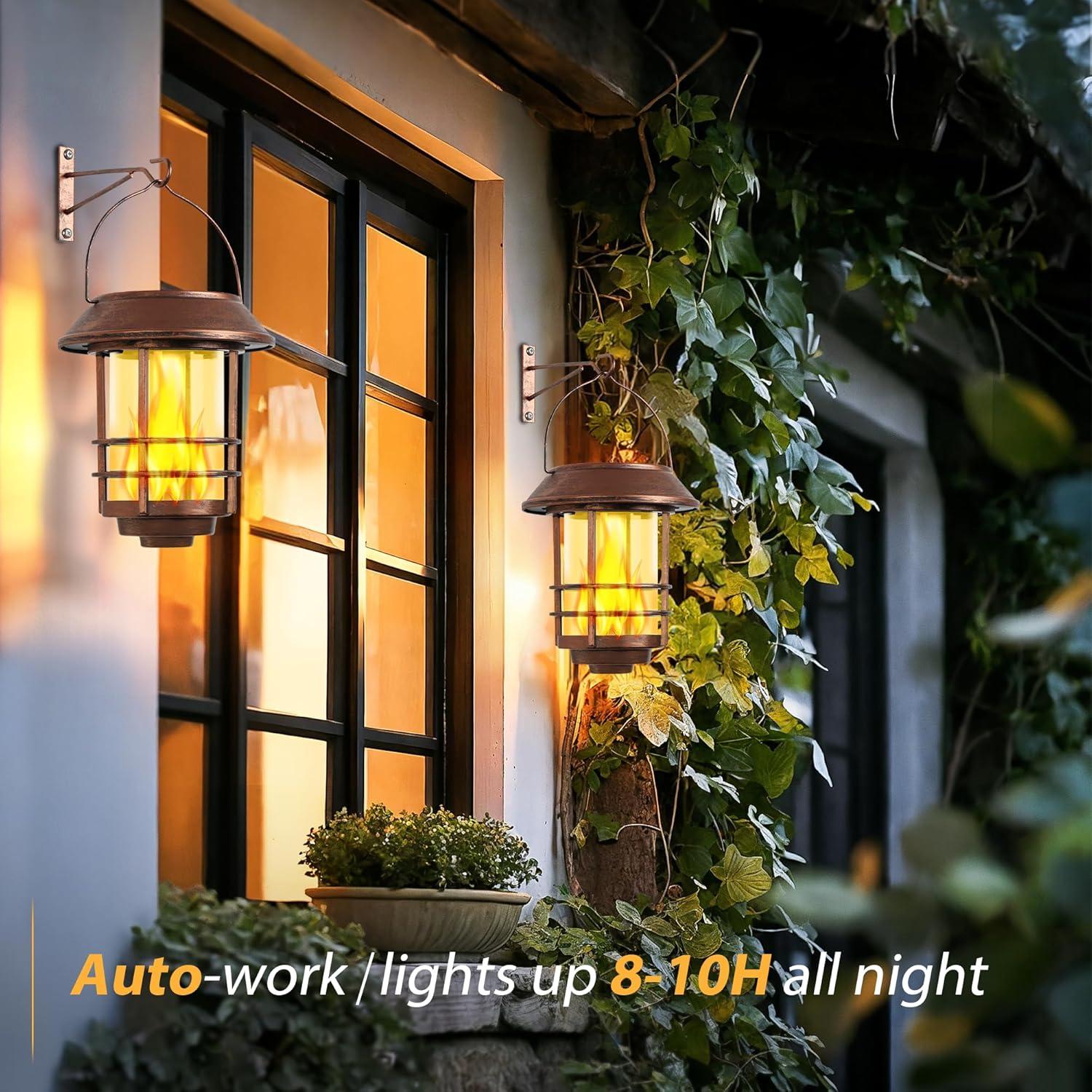 Linternas Solares Otdair 2 Piezas Llama Parpadeante Jardín