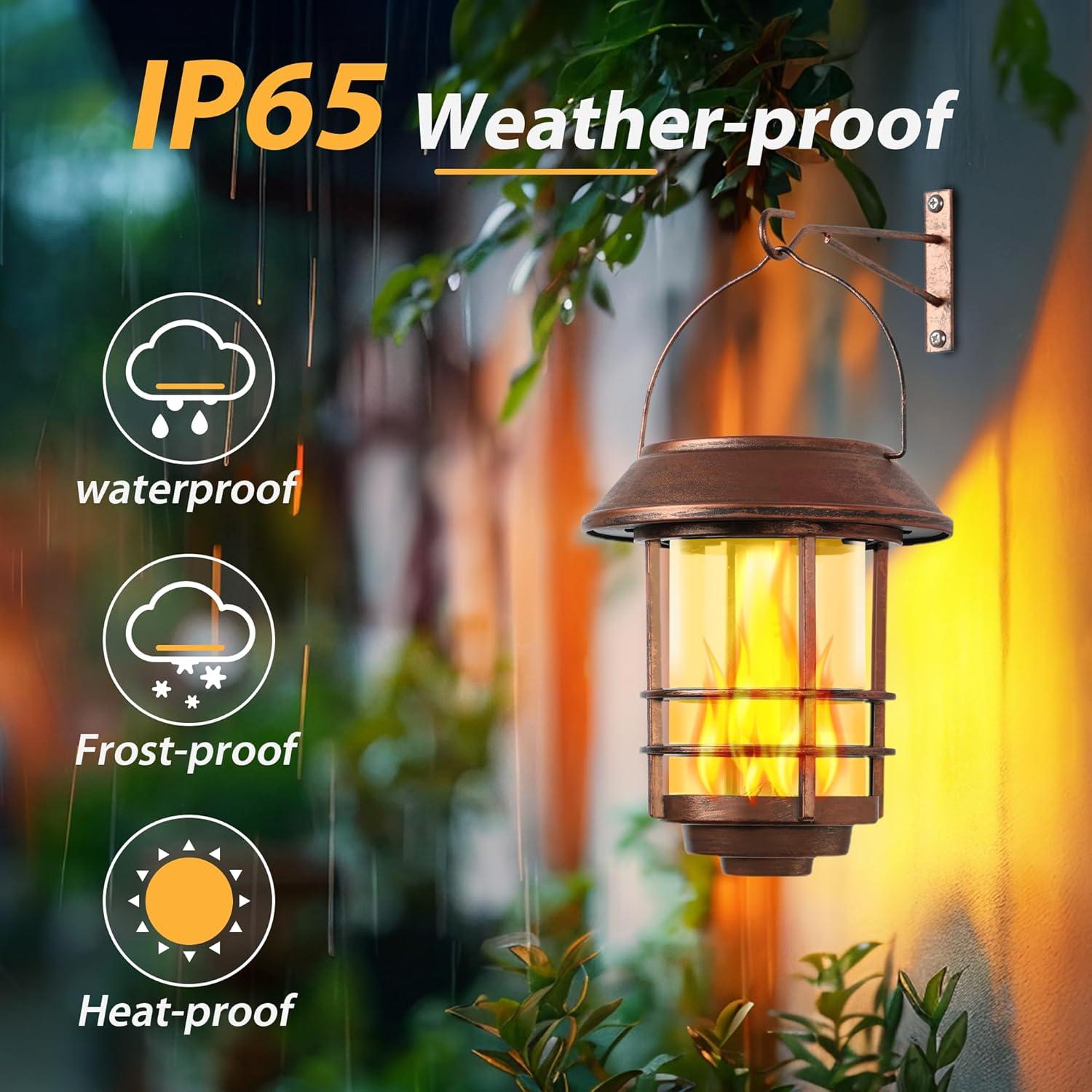 Linternas Solares Otdair 2 Piezas Llama Parpadeante Jardín