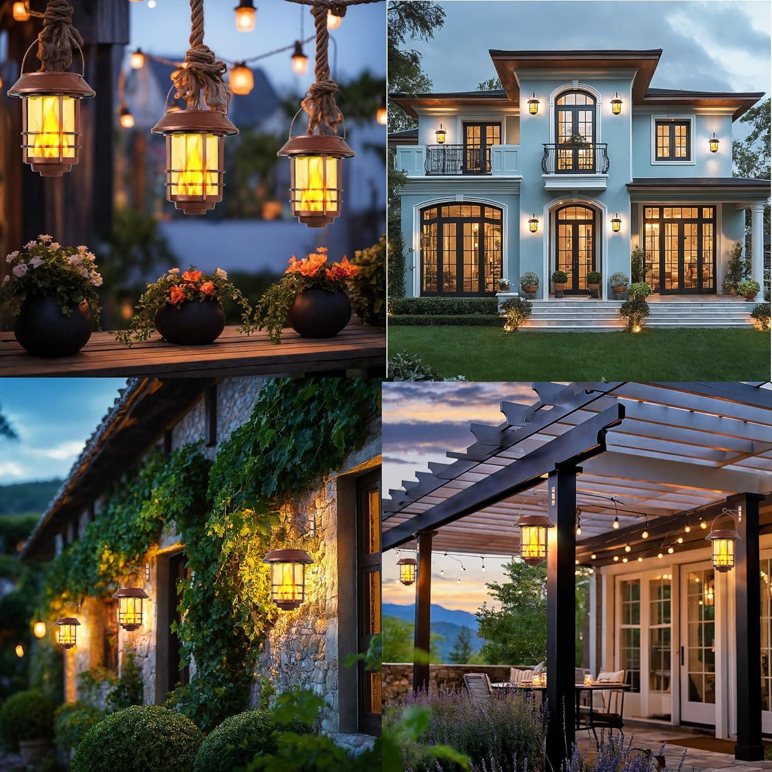 Linternas Solares Otdair 2 Piezas Llama Parpadeante Jardín