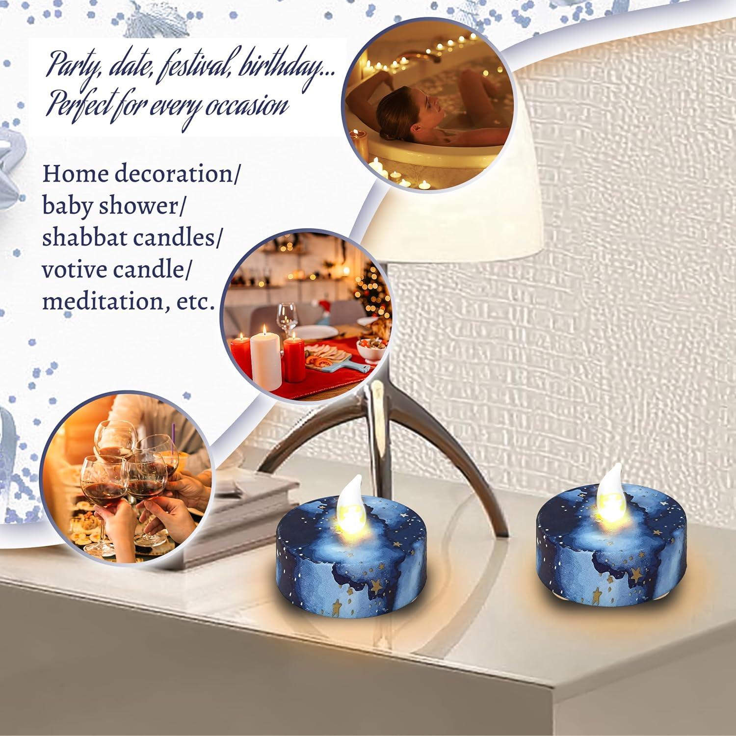 Velas Tealight LED Sin Llama FCMSHAMD 2.2" Cielo Estrellado 12 Pzas