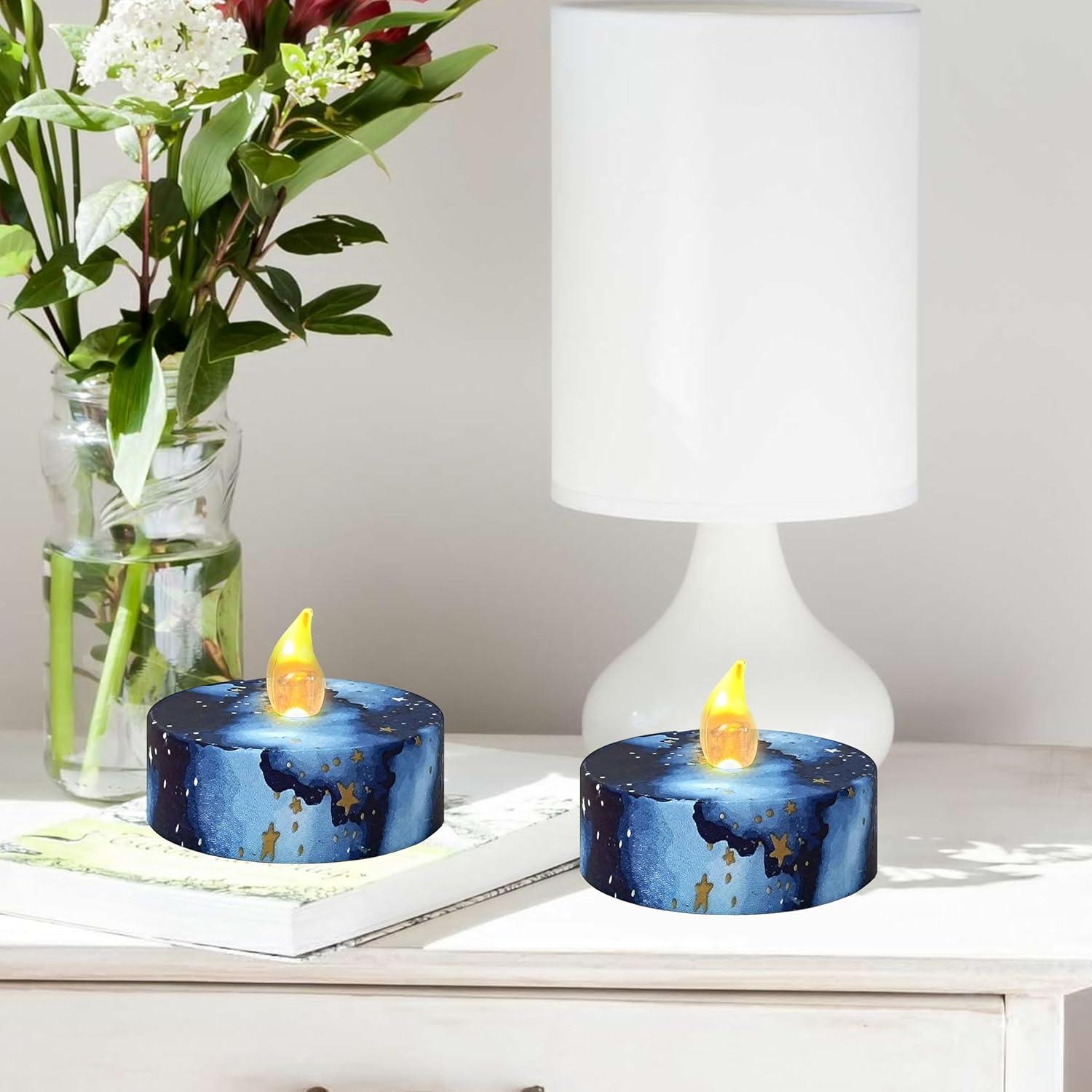 Velas Tealight LED Sin Llama FCMSHAMD 2.2" Cielo Estrellado 12 Pzas