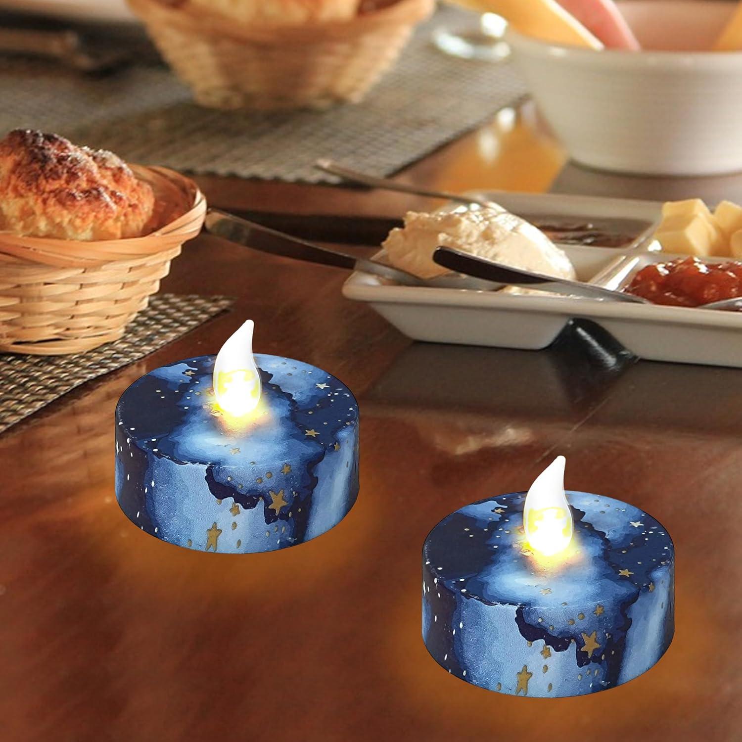 Velas Tealight LED Sin Llama FCMSHAMD 2.2" Cielo Estrellado 12 Pzas