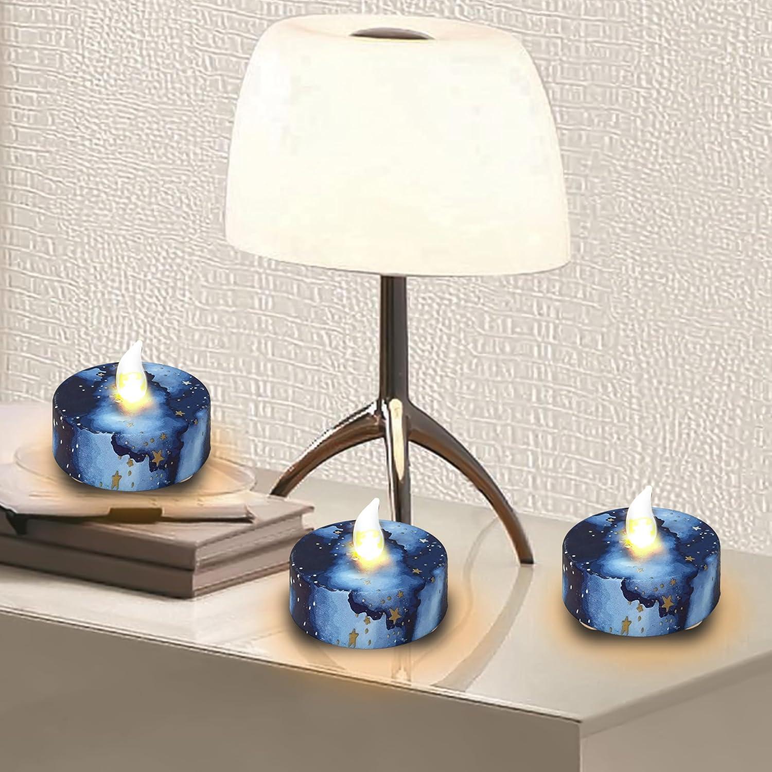 Velas Tealight LED Sin Llama FCMSHAMD 2.2" Cielo Estrellado 12 Pzas