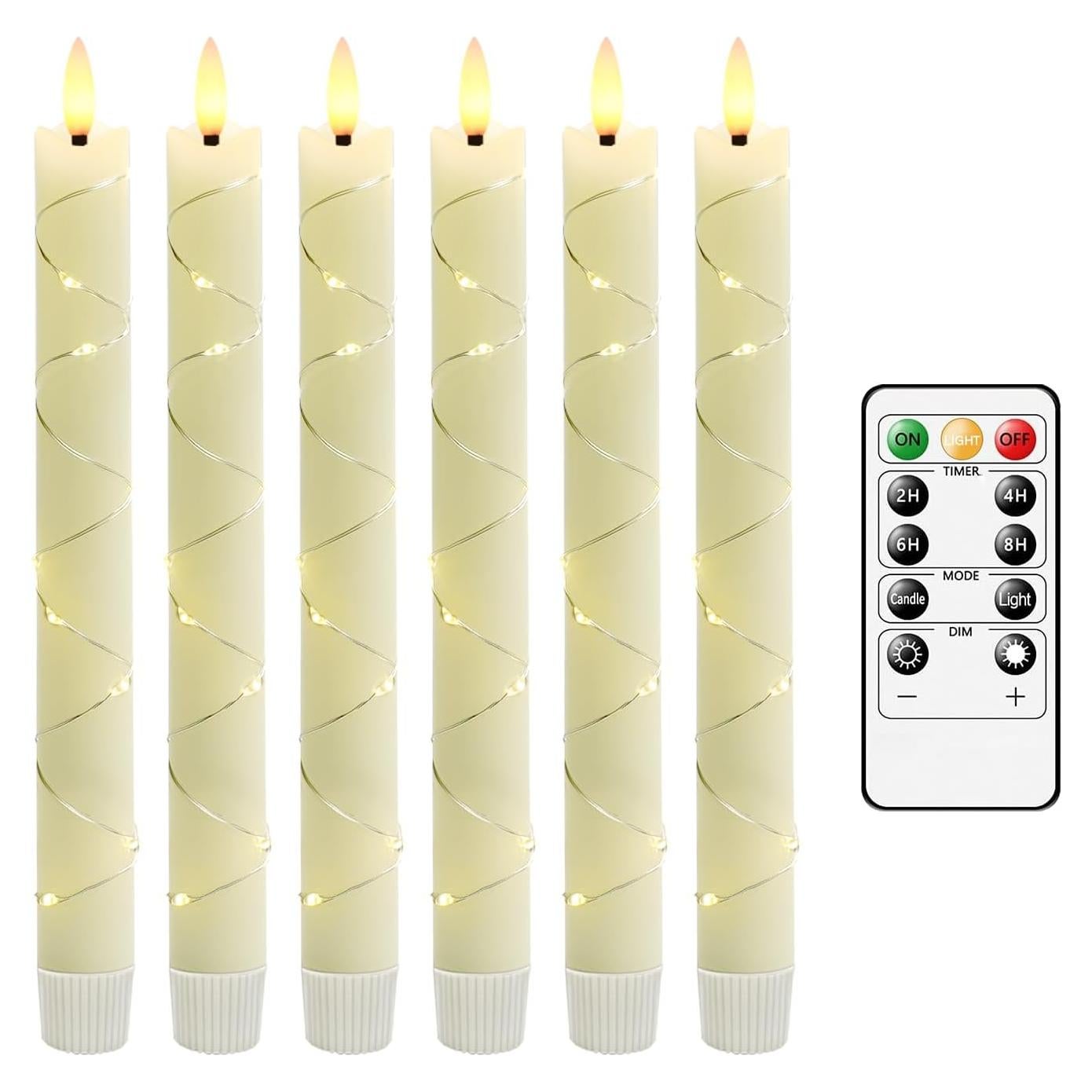 Velas LED sin llama JINYANIA con control remoto 6 piezas Marfil