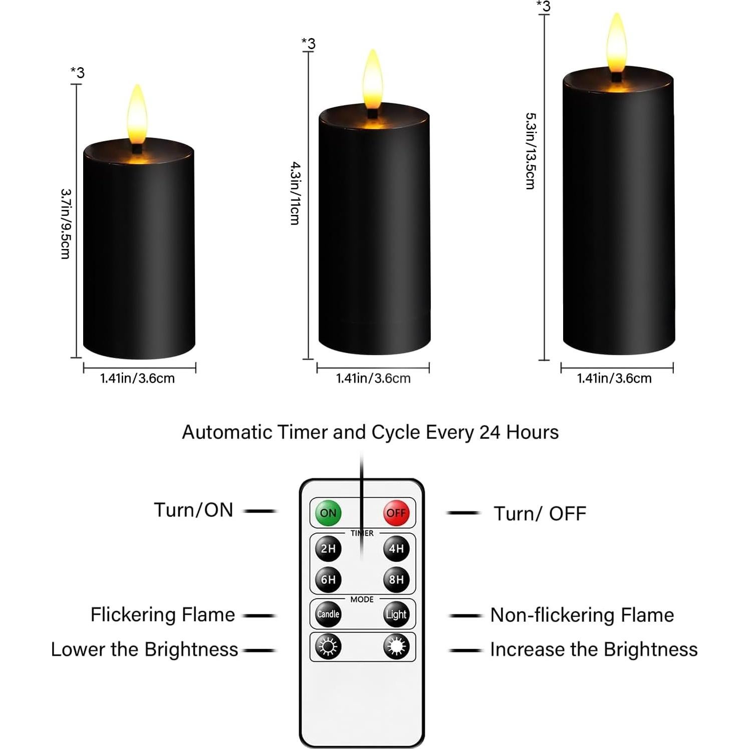 Velas LED Sin Llama JINYANIA 9 Piezas Cera Real con Control Remoto