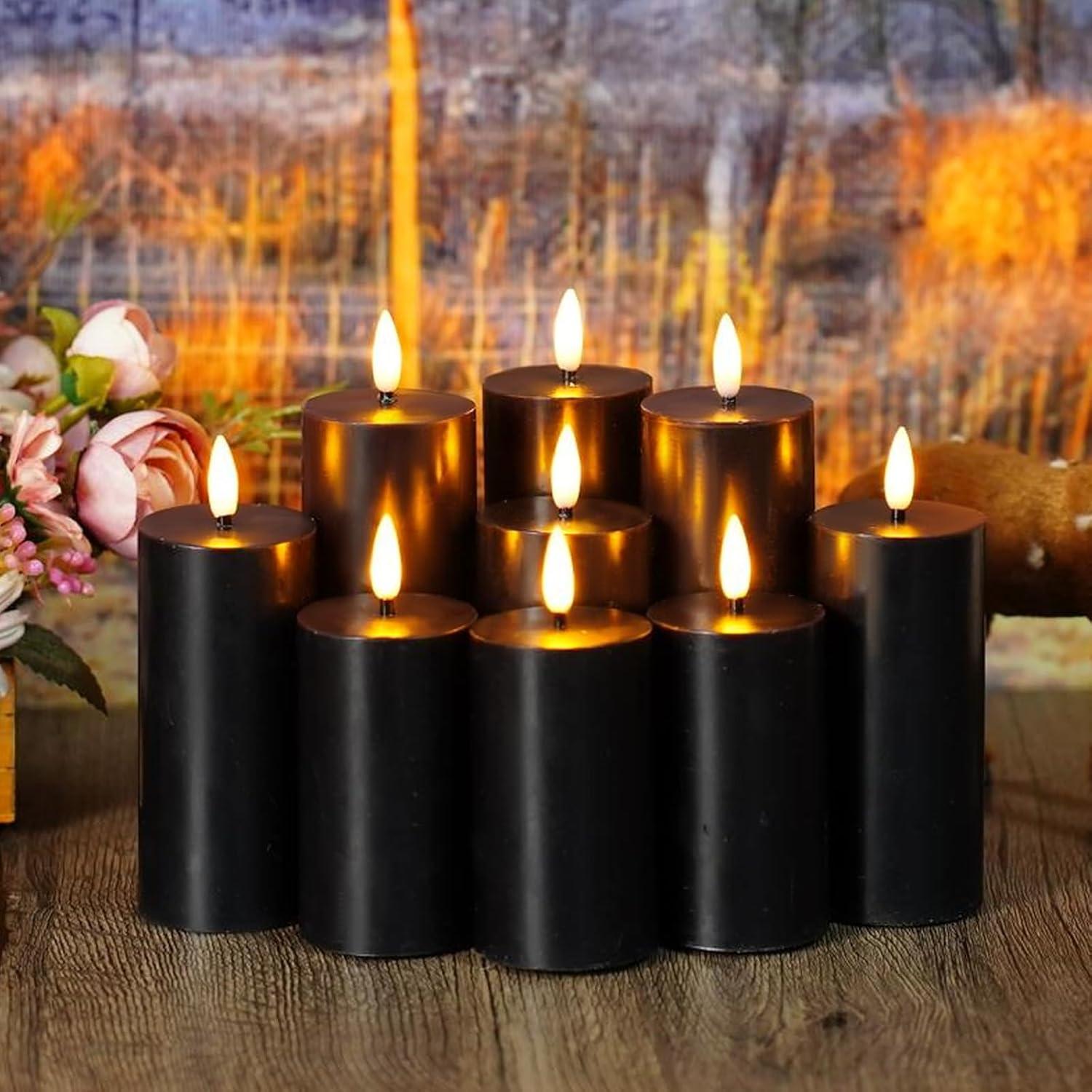 Velas LED Sin Llama JINYANIA 9 Piezas Cera Real con Control Remoto