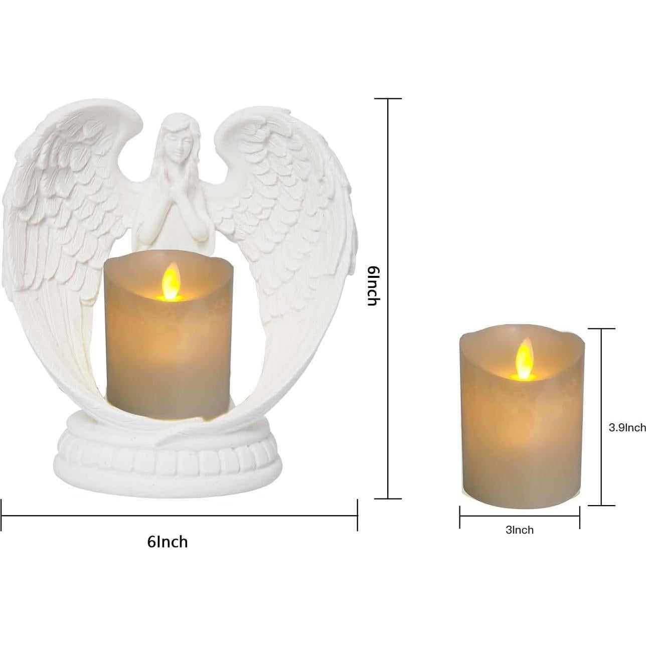 Estatua de Ángel de Arenisca Blanca Carefree Fish 6" LED