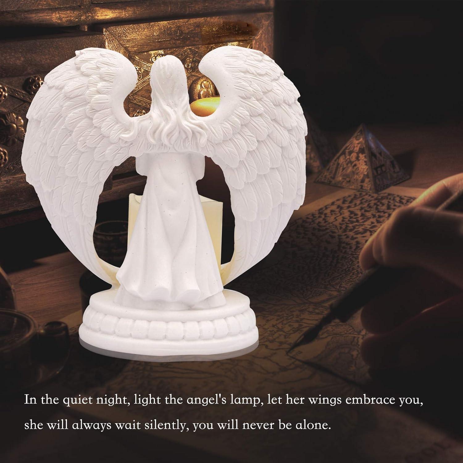 Estatua de Ángel de Arenisca Blanca Carefree Fish 6" LED