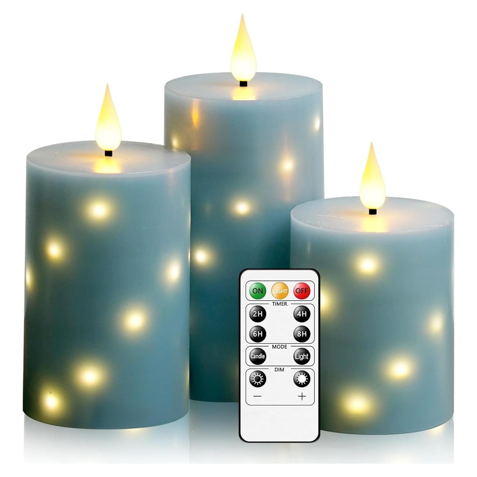 Juego de Velas LED Sin Llama JINYANIA con Control Remoto Gris