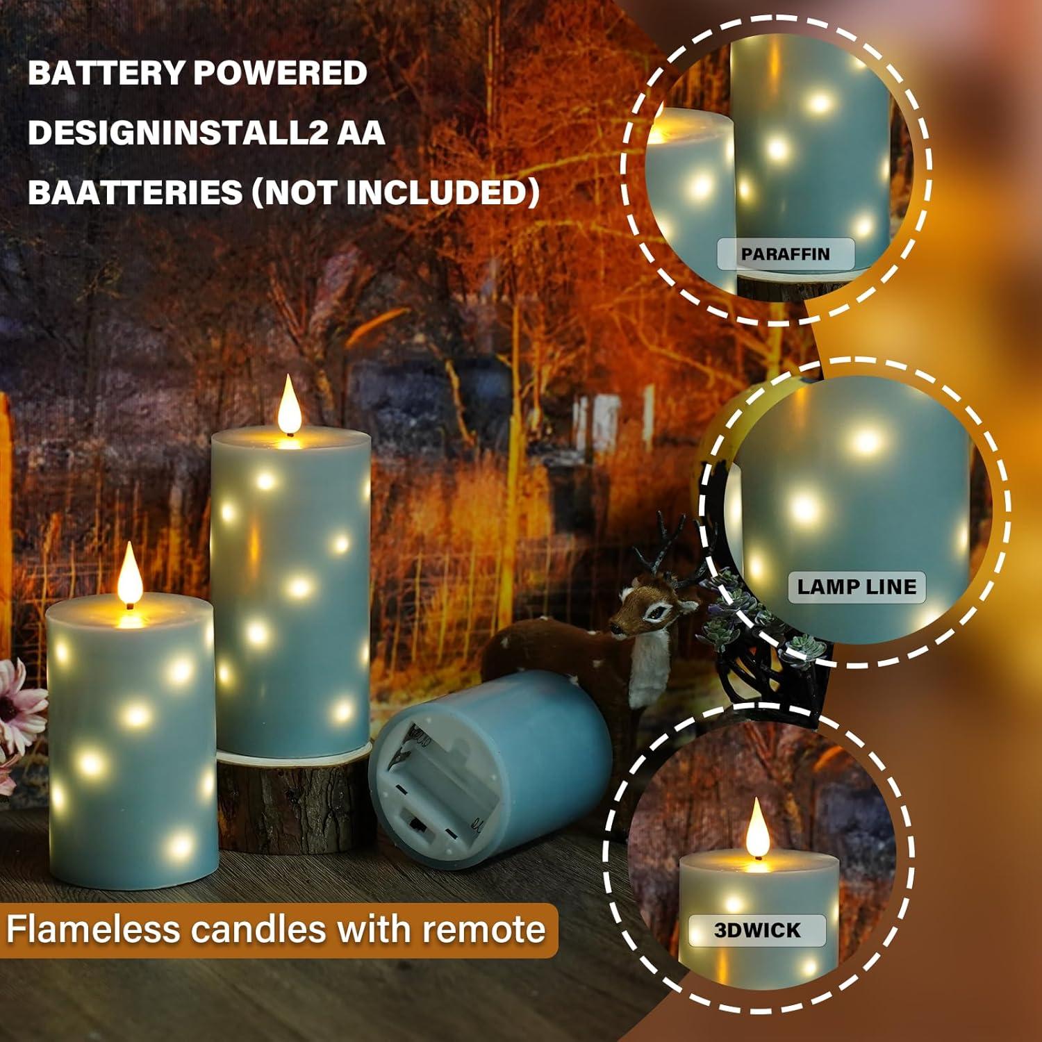 Juego de Velas LED Sin Llama JINYANIA con Control Remoto Gris