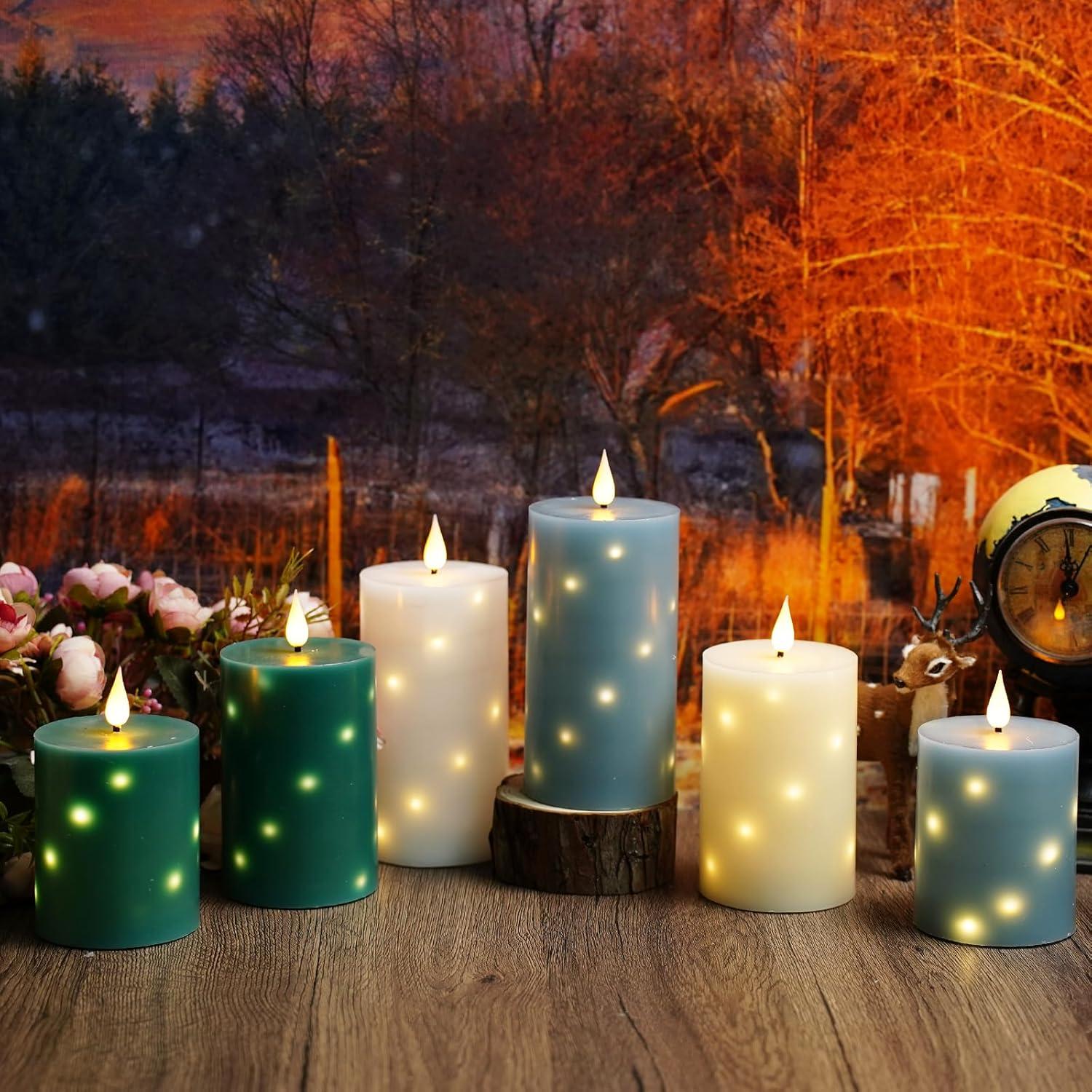 Juego de Velas LED Sin Llama JINYANIA con Control Remoto Gris