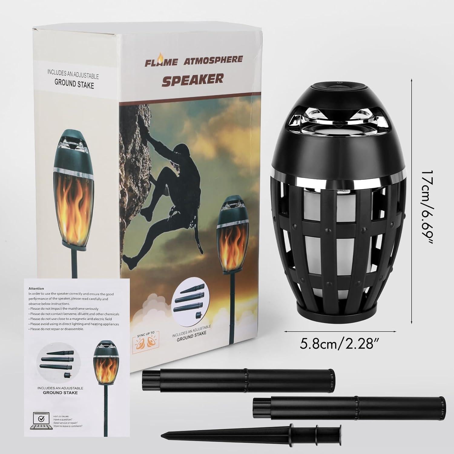 Altavoz Bluetooth SS SUNSBELL con Llama LED Impermeable 10W