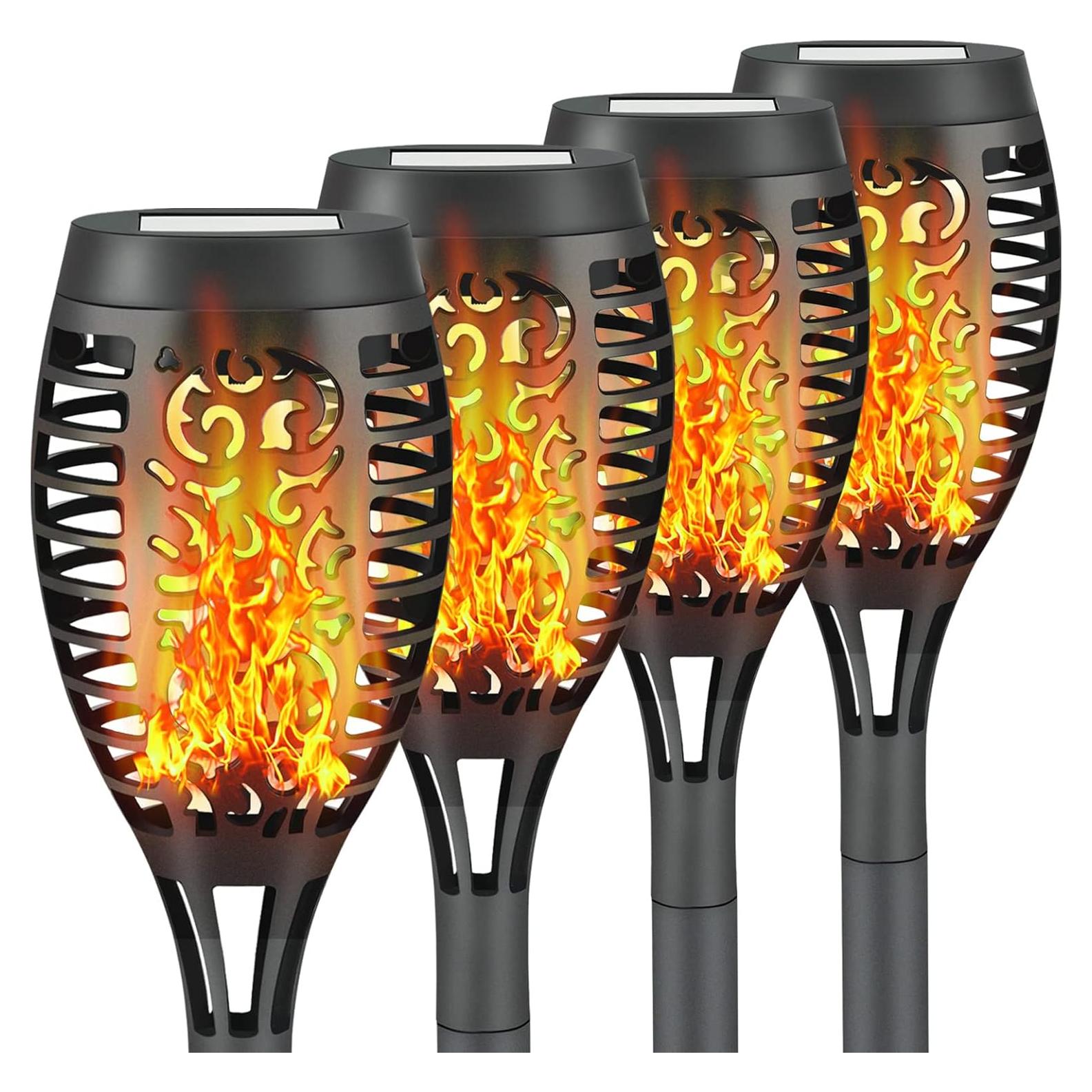 Paquete de 4 luces de antorcha solar LED Liveasily a prueba de agua