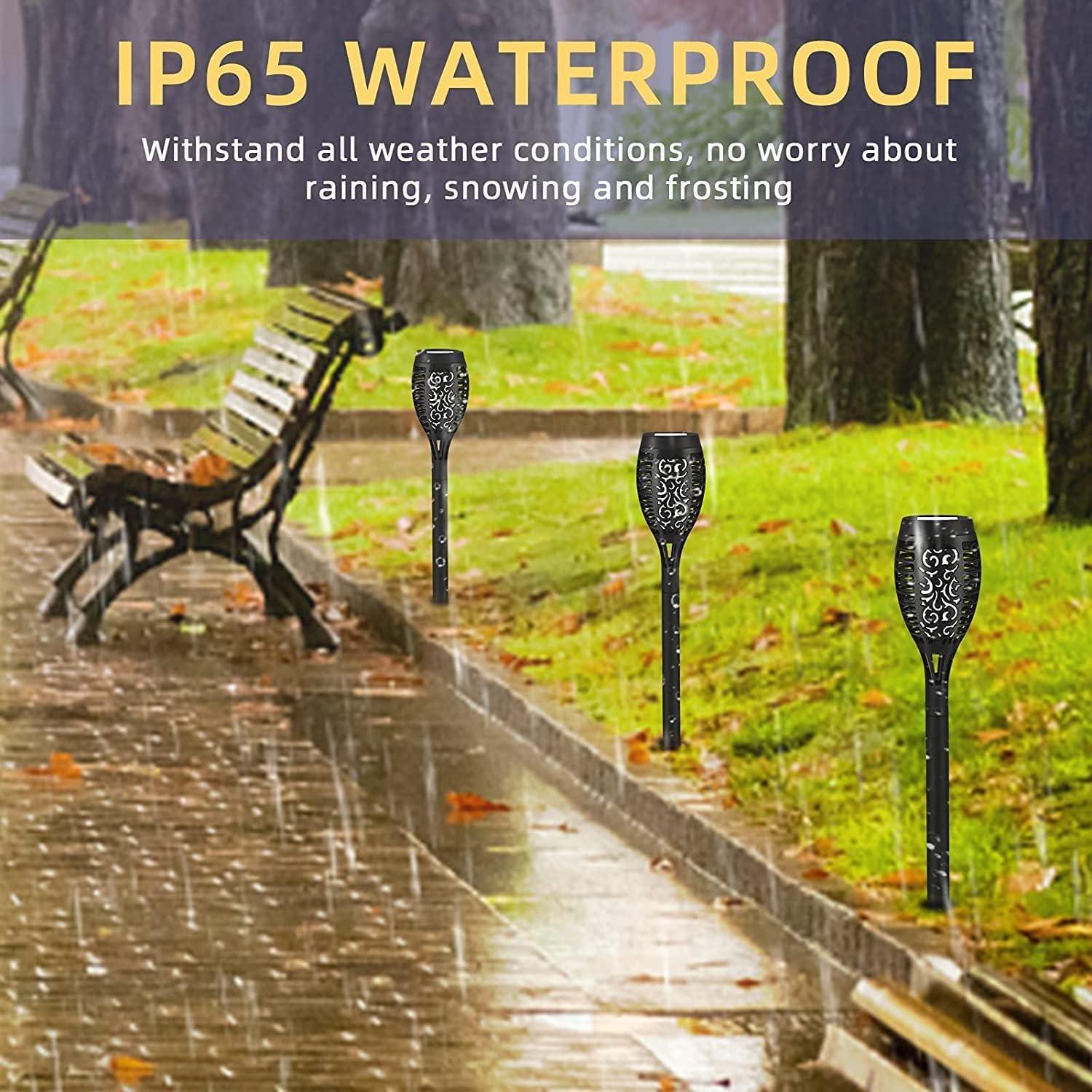 Paquete de 4 luces de antorcha solar LED Liveasily a prueba de agua