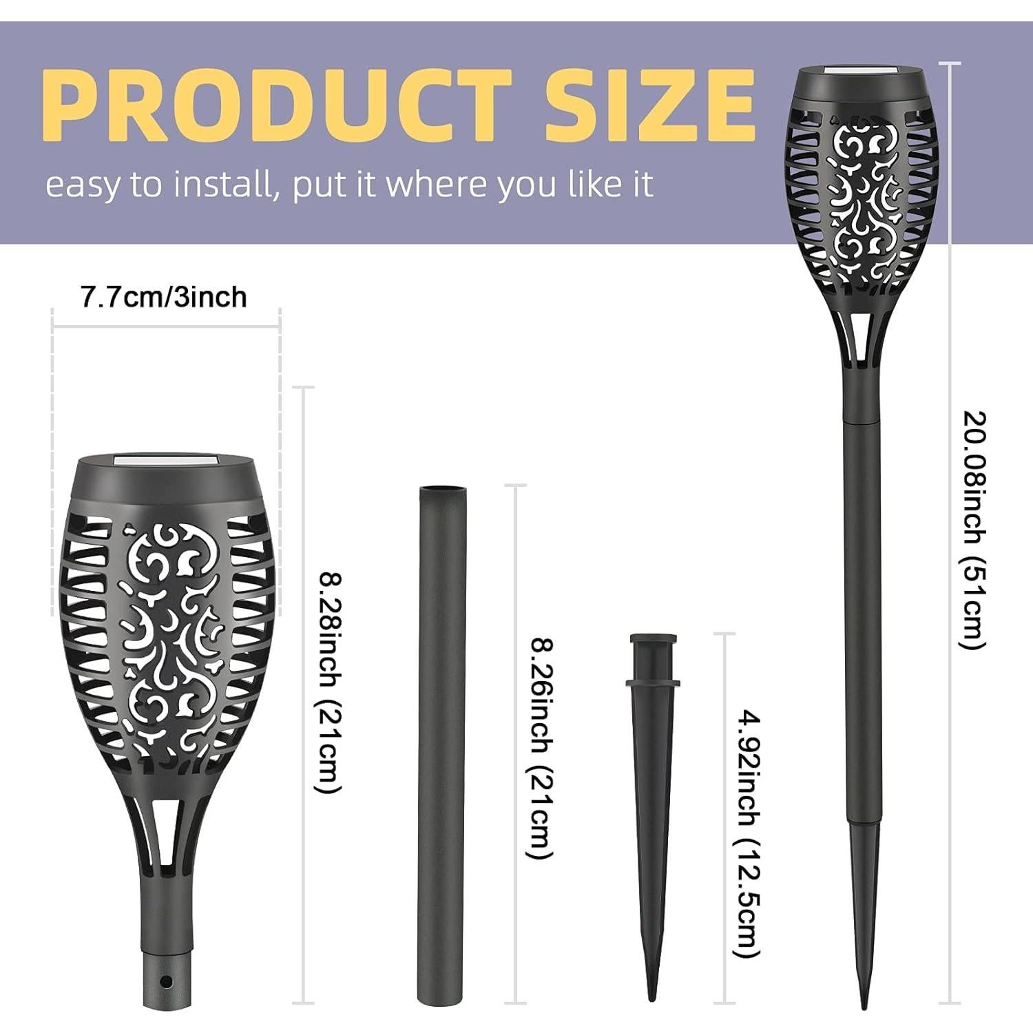 Paquete de 4 luces de antorcha solar LED Liveasily a prueba de agua