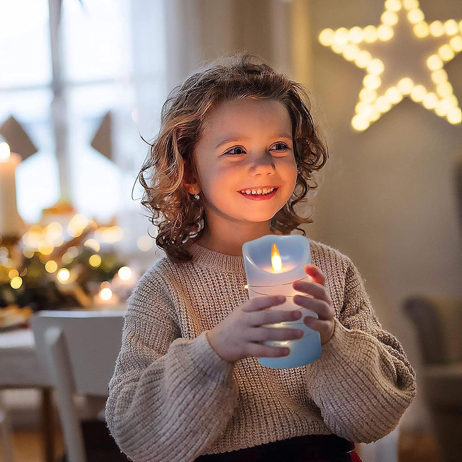 Juego de 3 Velas LED Recargables Haitanghua Azul Cielo