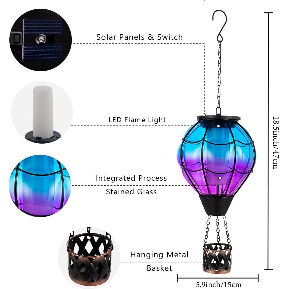 Linterna Solar de Globo Aerostático YELENEW 15x47cm Impermeable