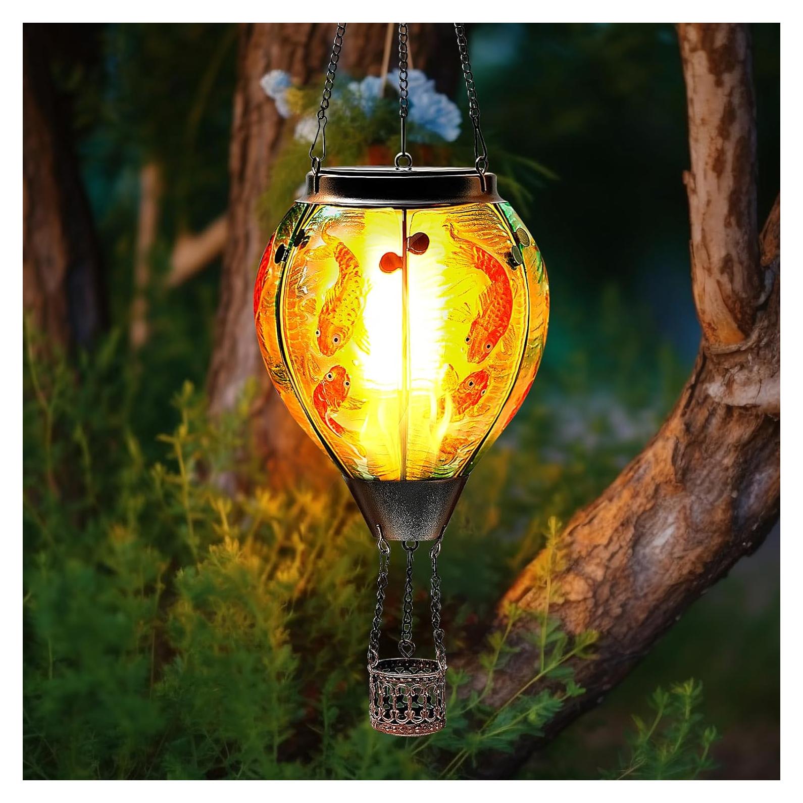 Linterna Solar Colgante Mugres Pez Koi 45.72cm Efecto Llama