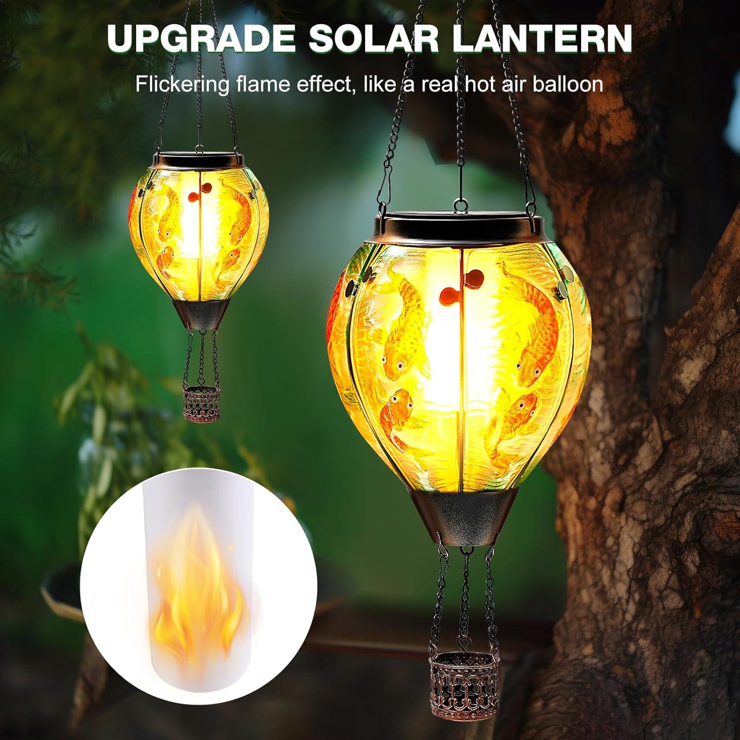 Linterna Solar Colgante Mugres Pez Koi 45.72cm Efecto Llama