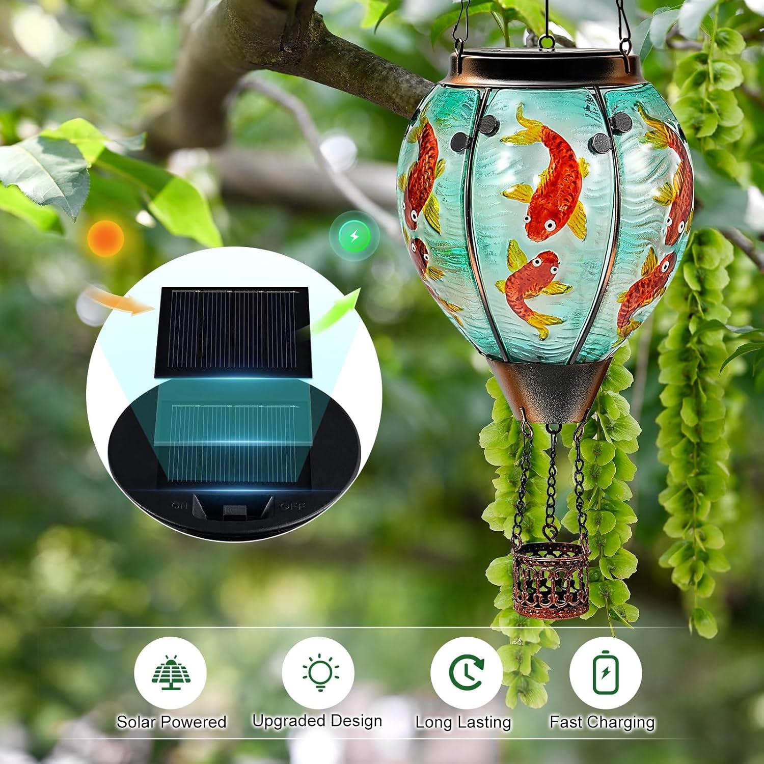 Linterna Solar Colgante Mugres Pez Koi 45.72cm Efecto Llama