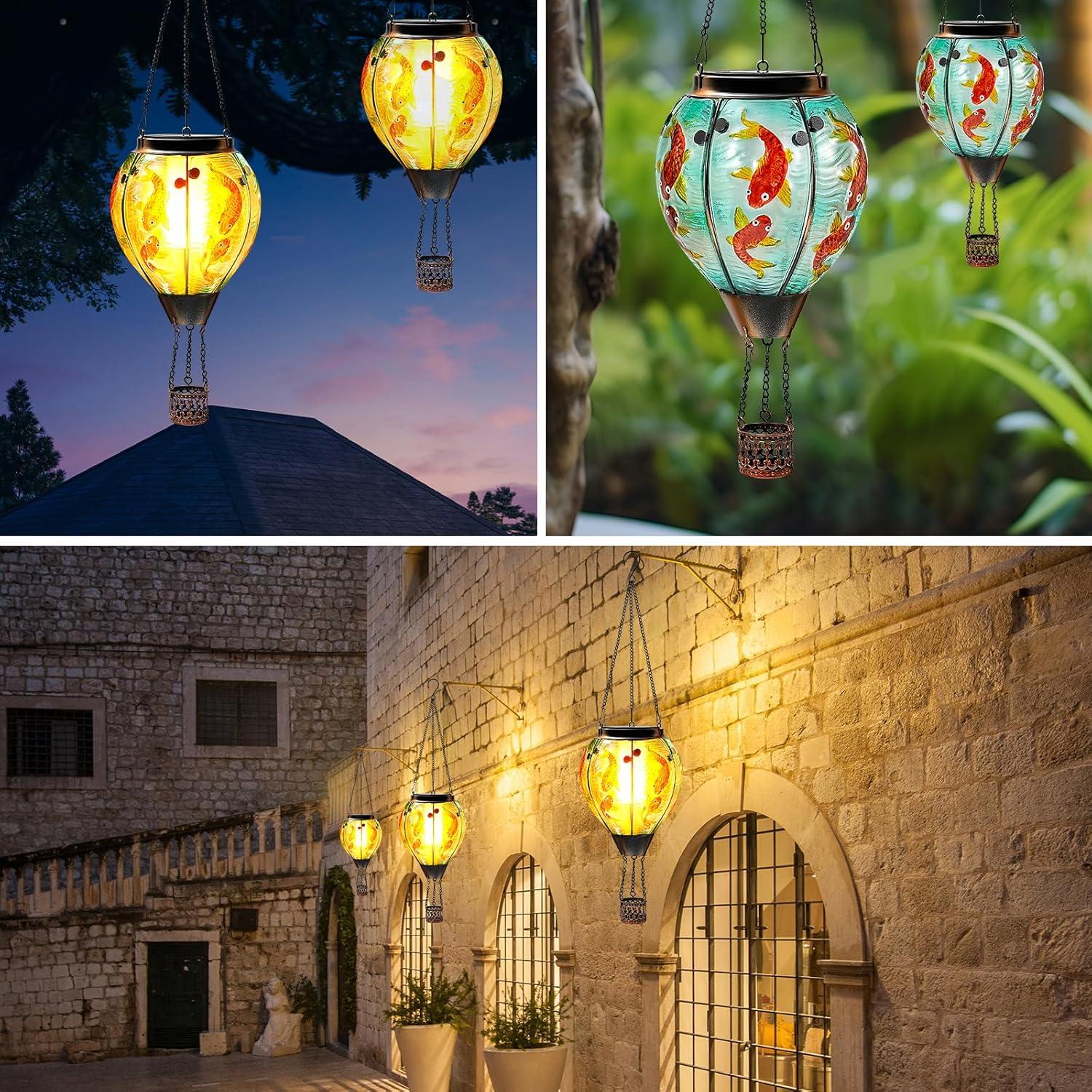 Linterna Solar Colgante Mugres Pez Koi 45.72cm Efecto Llama