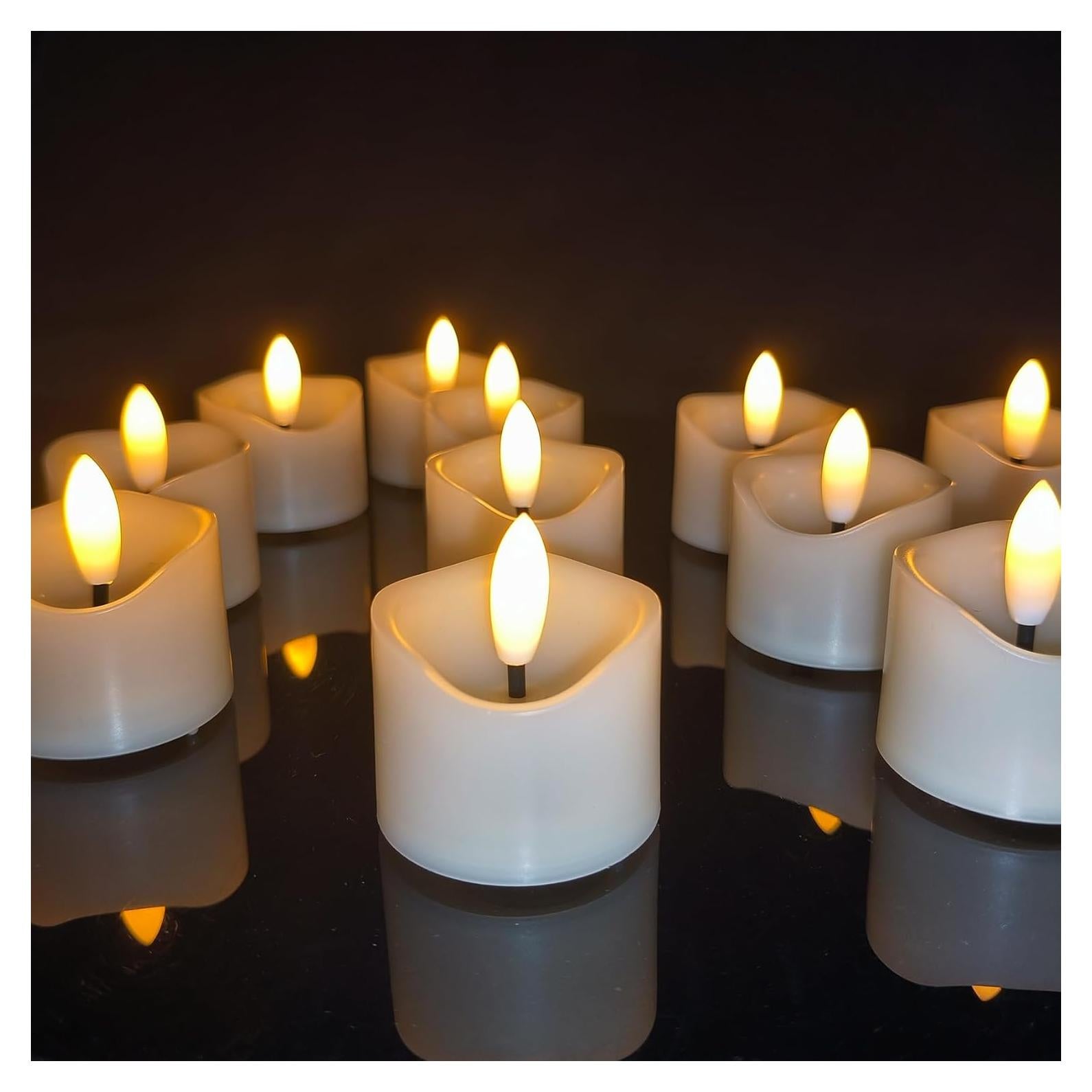 Paquete de 48 Velas Votivas LED Jingtech 3.8x4.2 cm Sin Llama