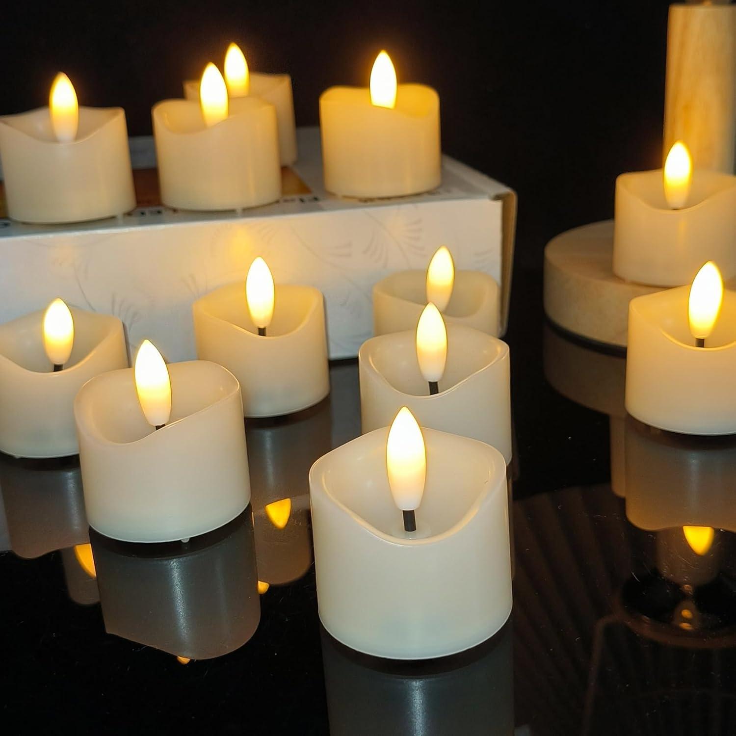 Paquete de 48 Velas Votivas LED Jingtech 3.8x4.2 cm Sin Llama