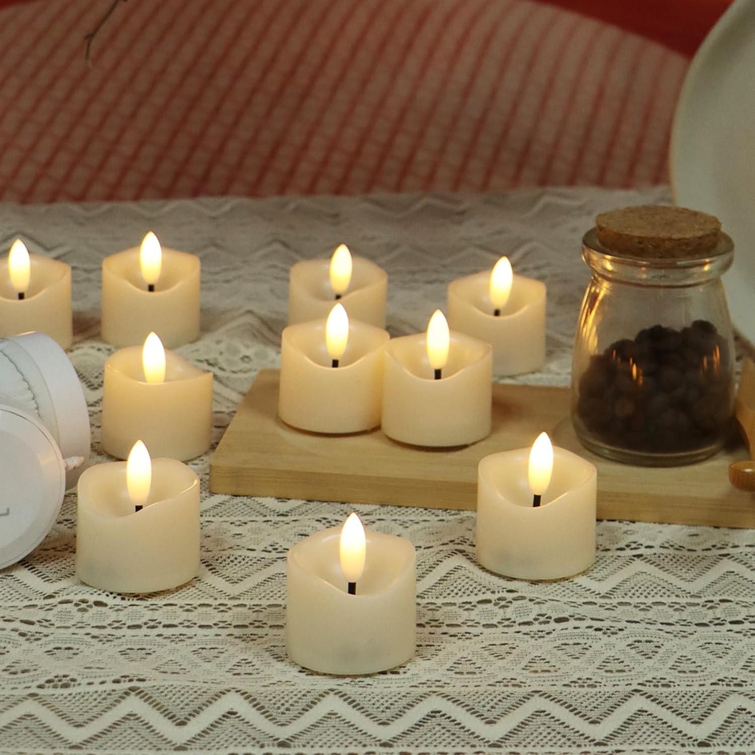 Paquete de 48 Velas Votivas LED Jingtech 3.8x4.2 cm Sin Llama