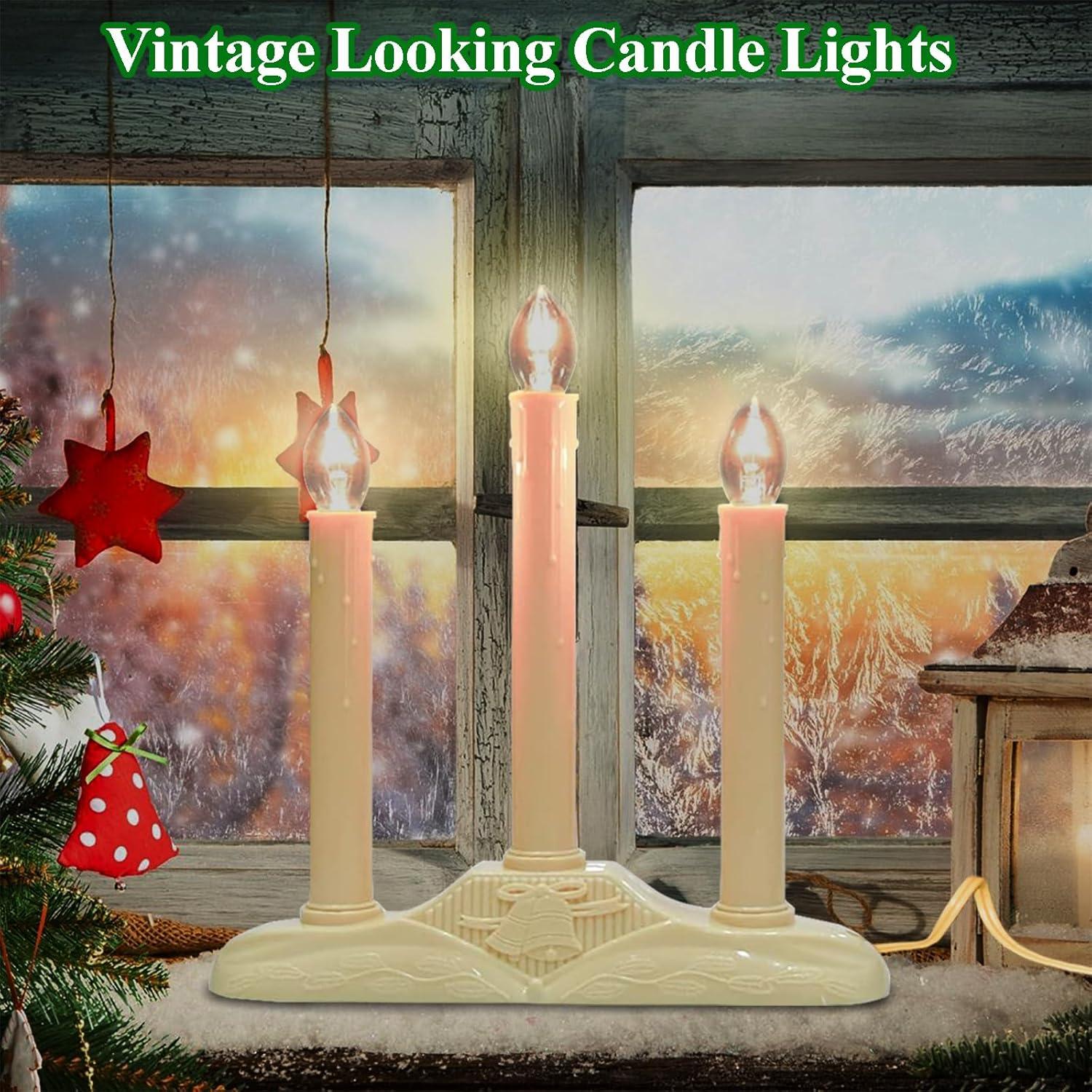 Candelabro Eléctrico Vintage Jasneniebo 3 Luces Marfil 22.86 cm