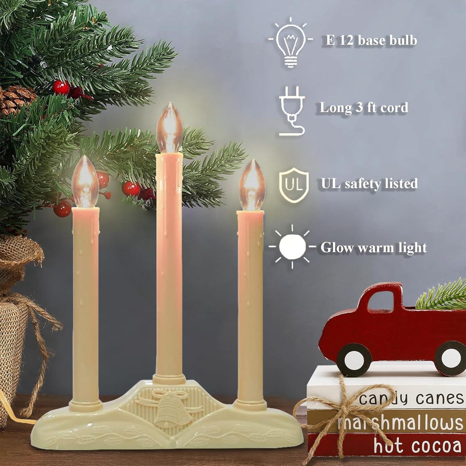 Candelabro Eléctrico Vintage Jasneniebo 3 Luces Marfil 22.86 cm