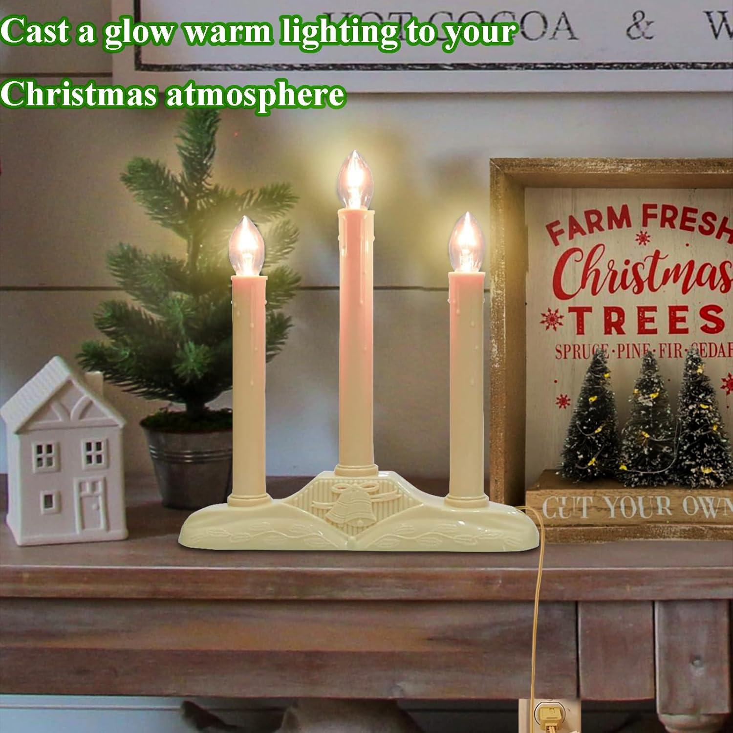 Candelabro Eléctrico Vintage Jasneniebo 3 Luces Marfil 22.86 cm