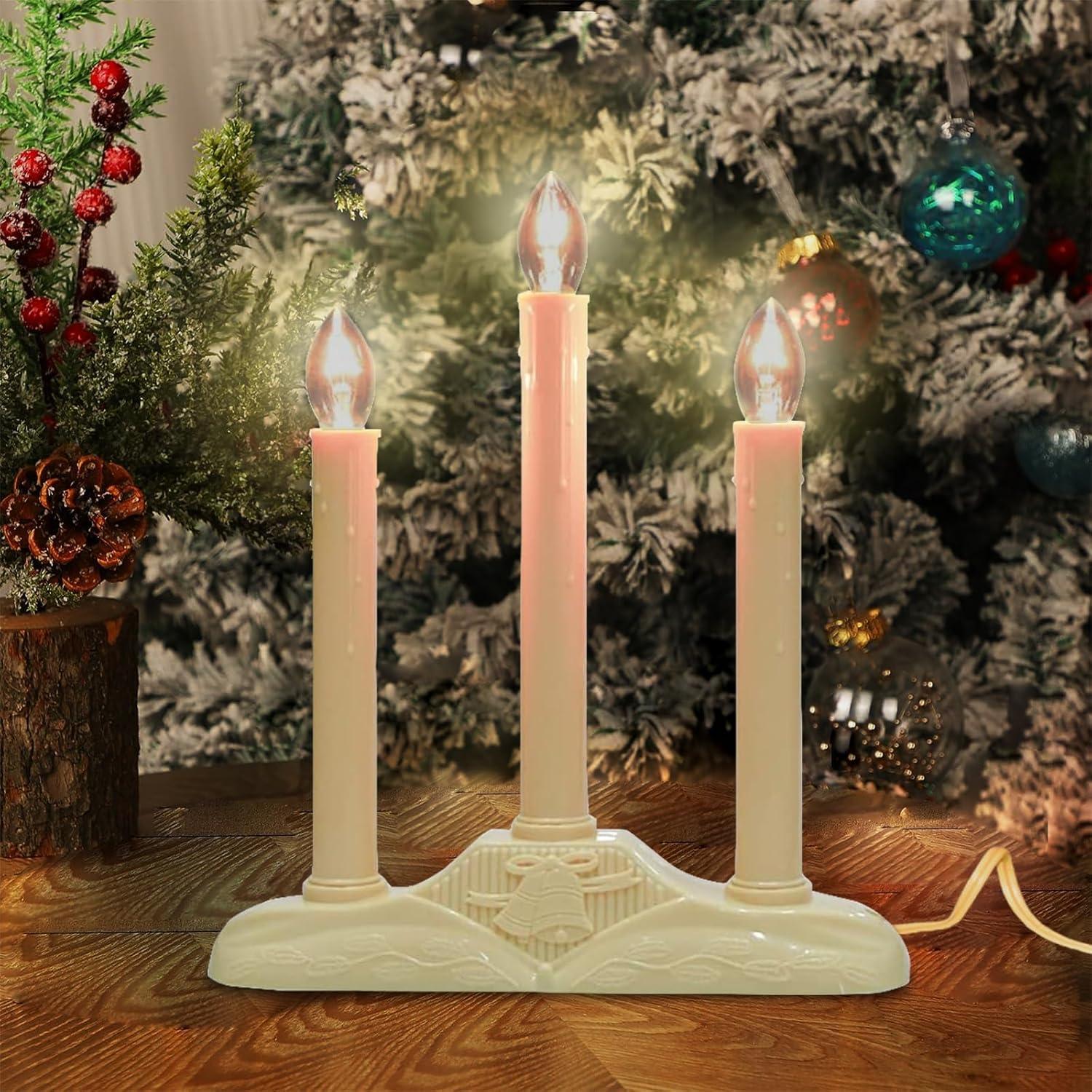 Candelabro Eléctrico Vintage Jasneniebo 3 Luces Marfil 22.86 cm