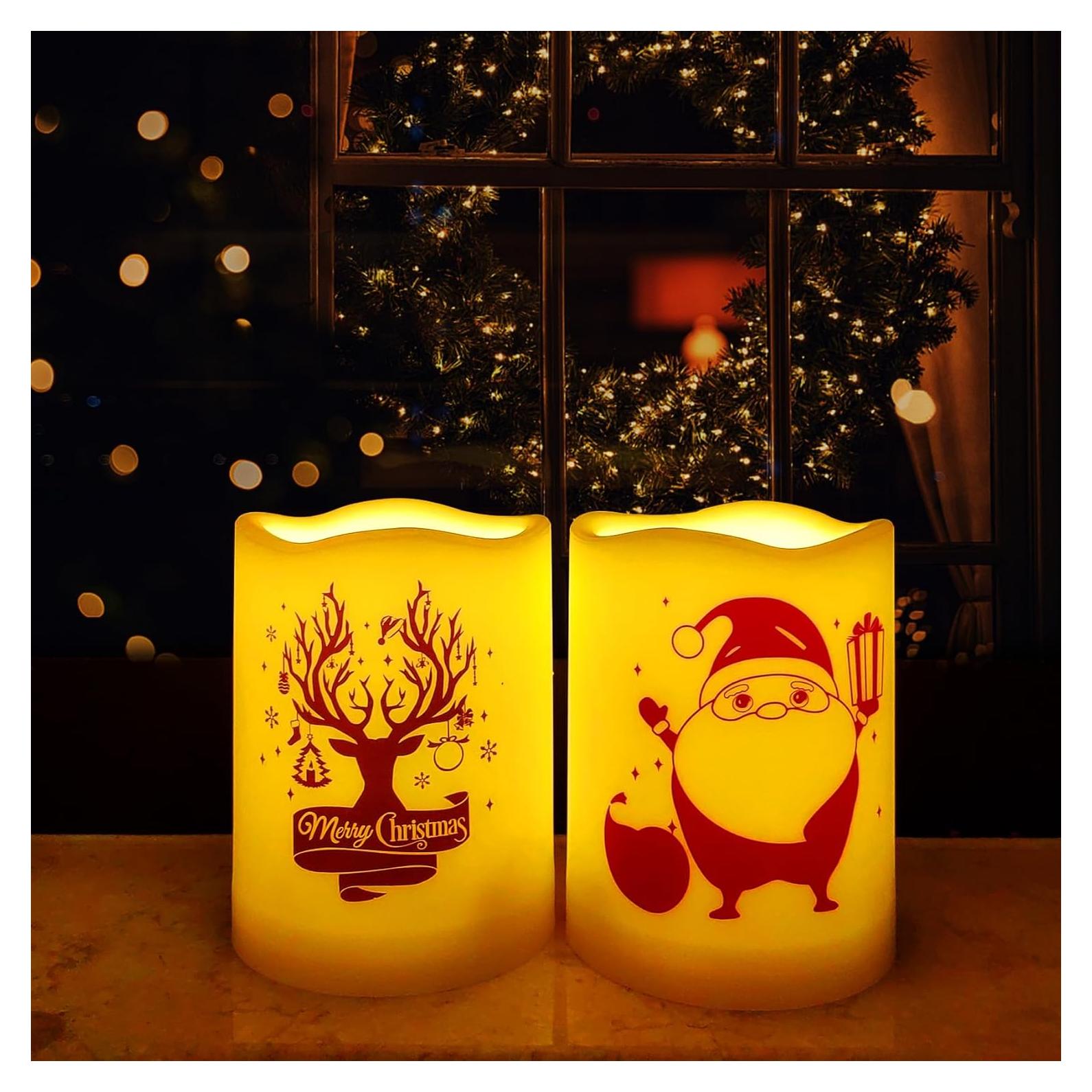 Conjunto de 2 Velas LED de Navidad Jingtech 7.6x10.2cm con Temporizador