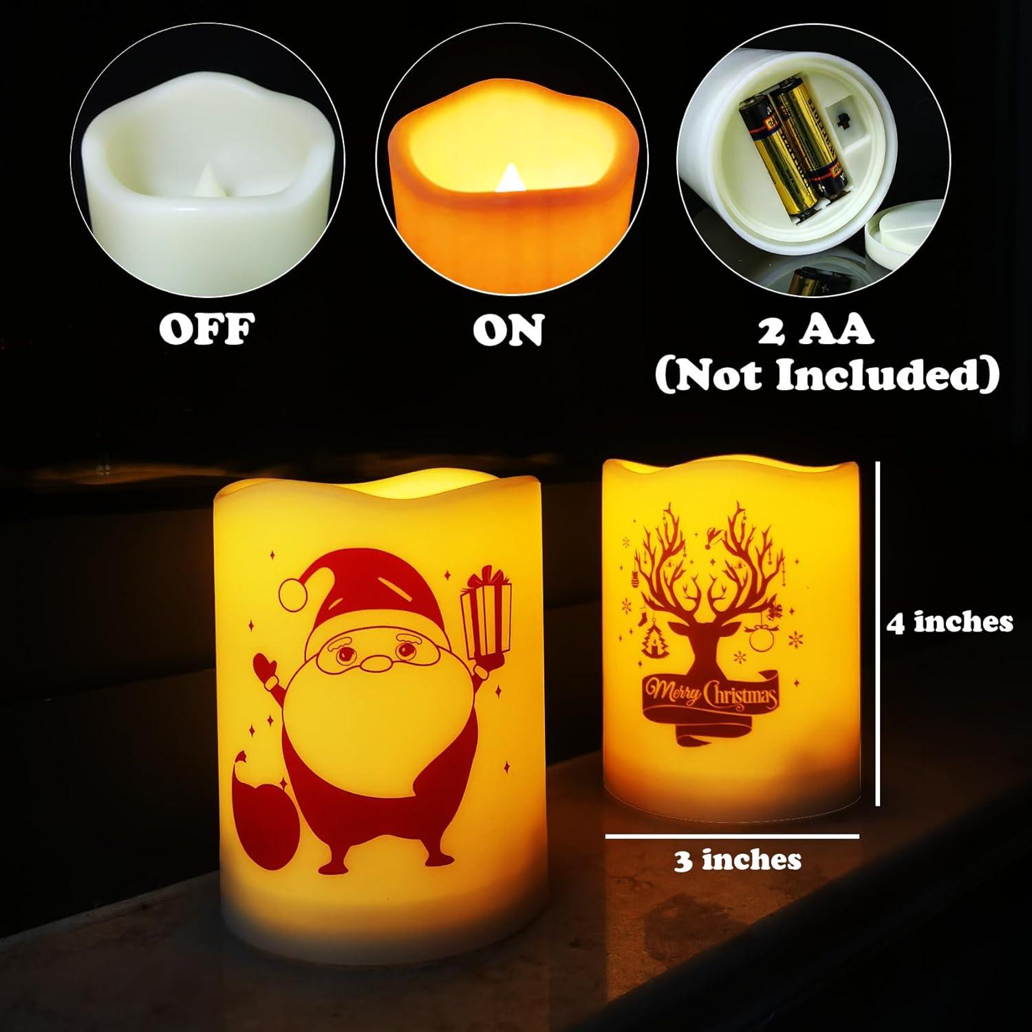 Conjunto de 2 Velas LED de Navidad Jingtech 7.6x10.2cm con Temporizador
