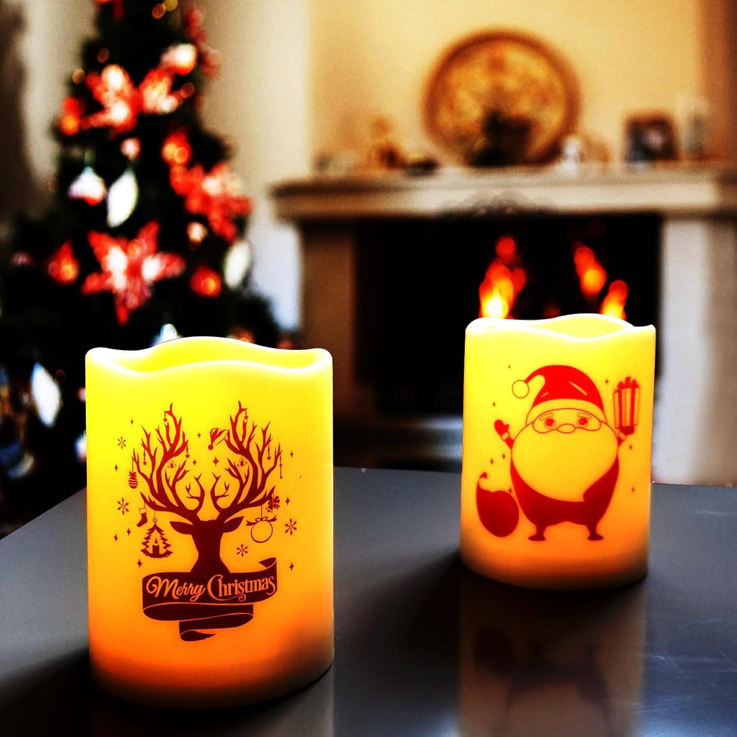 Conjunto de 2 Velas LED de Navidad Jingtech 7.6x10.2cm con Temporizador