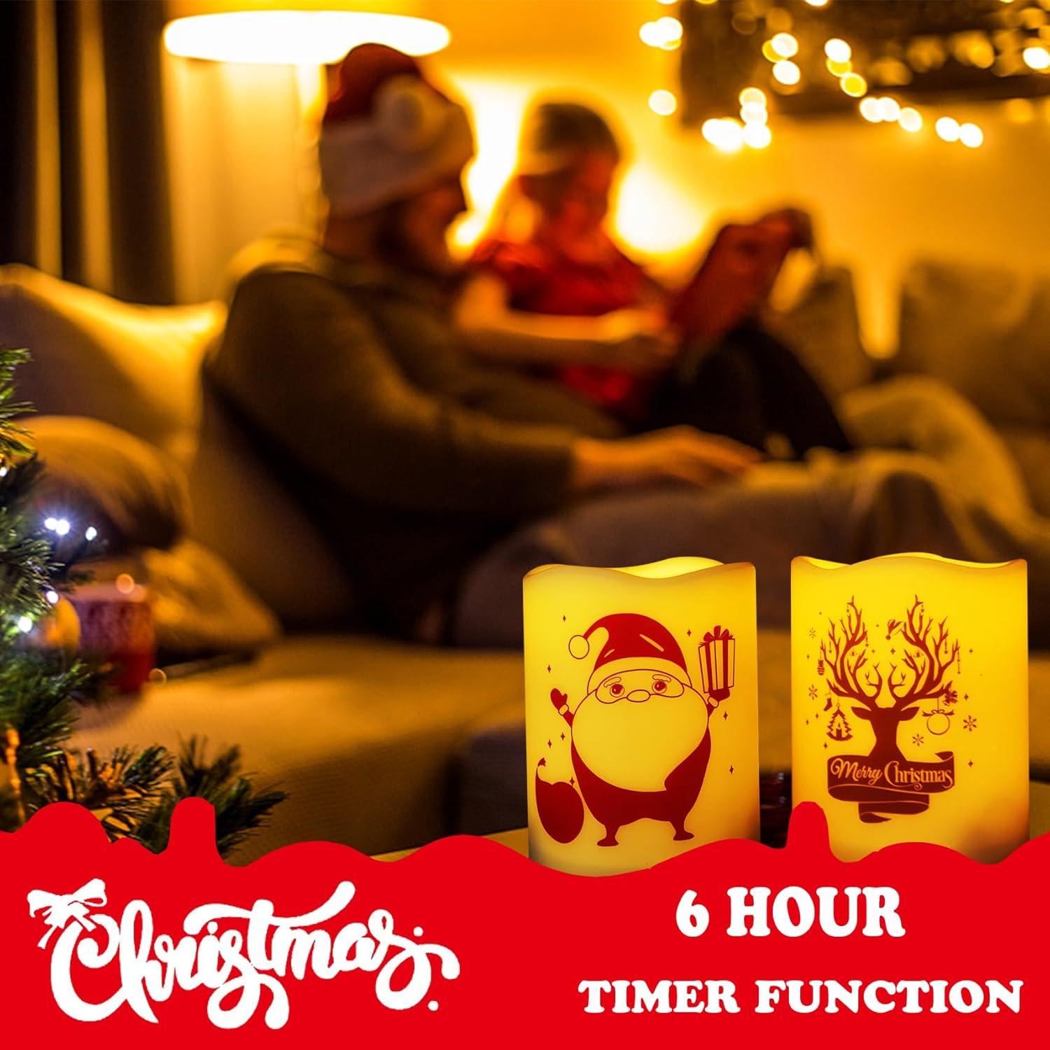 Conjunto de 2 Velas LED de Navidad Jingtech 7.6x10.2cm con Temporizador