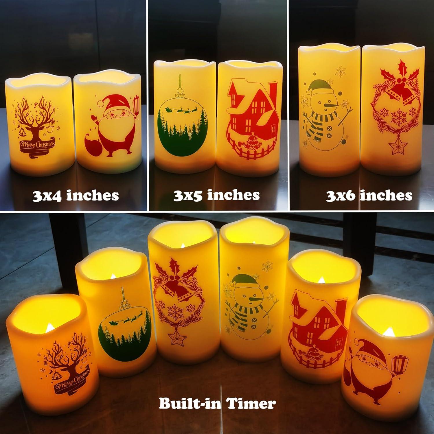 Conjunto de 2 Velas LED de Navidad Jingtech 7.6x10.2cm con Temporizador