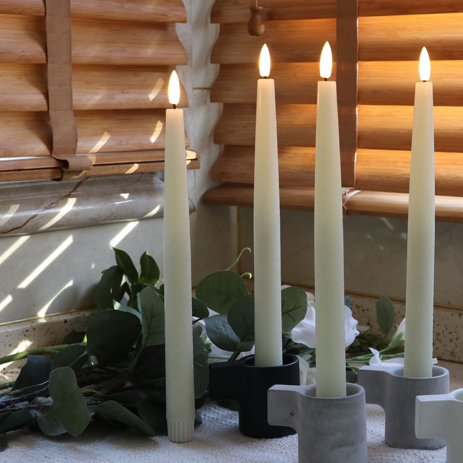 Velas Taper LED Rhytsing 29cm Marfil Set de 6 con Remotos