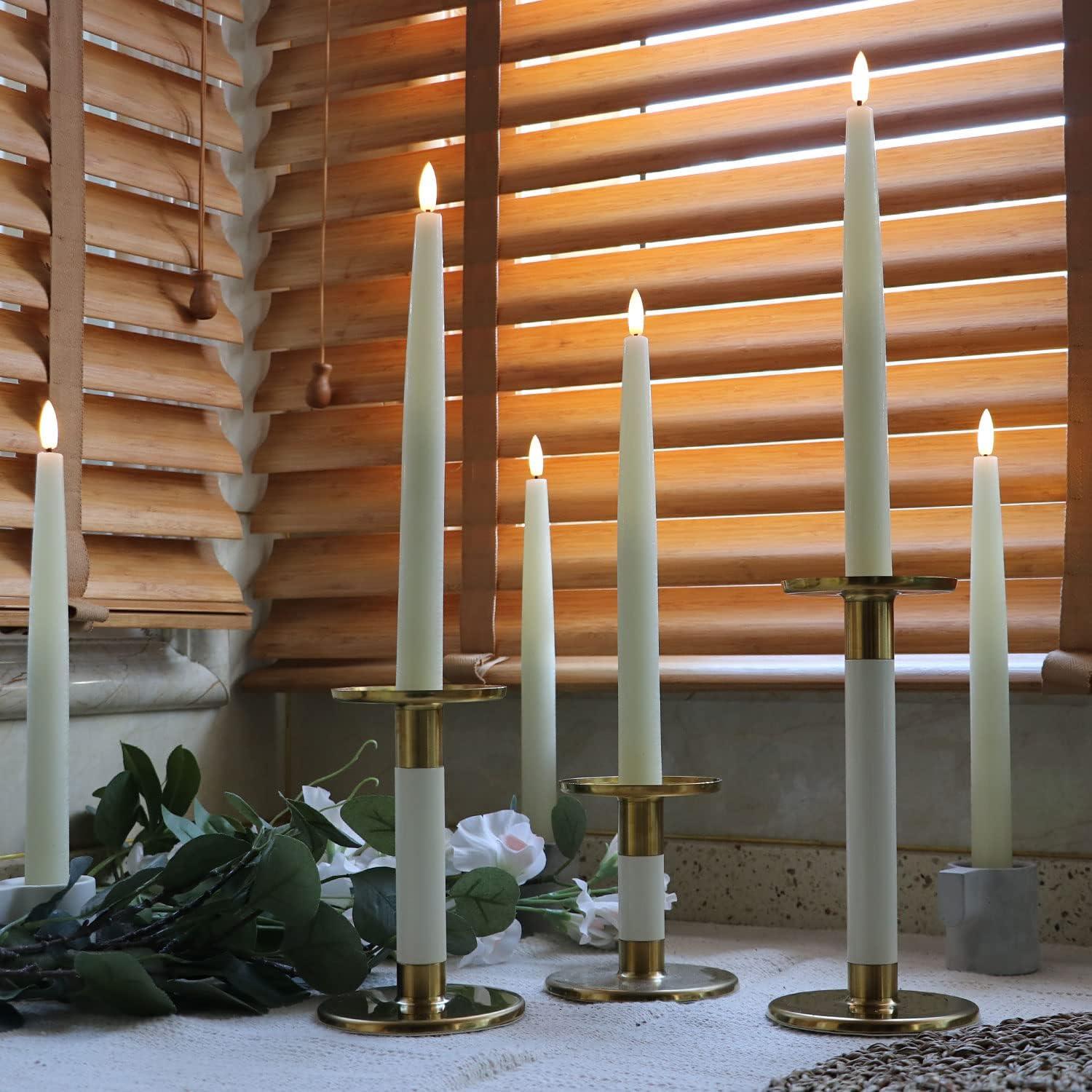 Velas Taper LED Rhytsing 29cm Marfil Set de 6 con Remotos