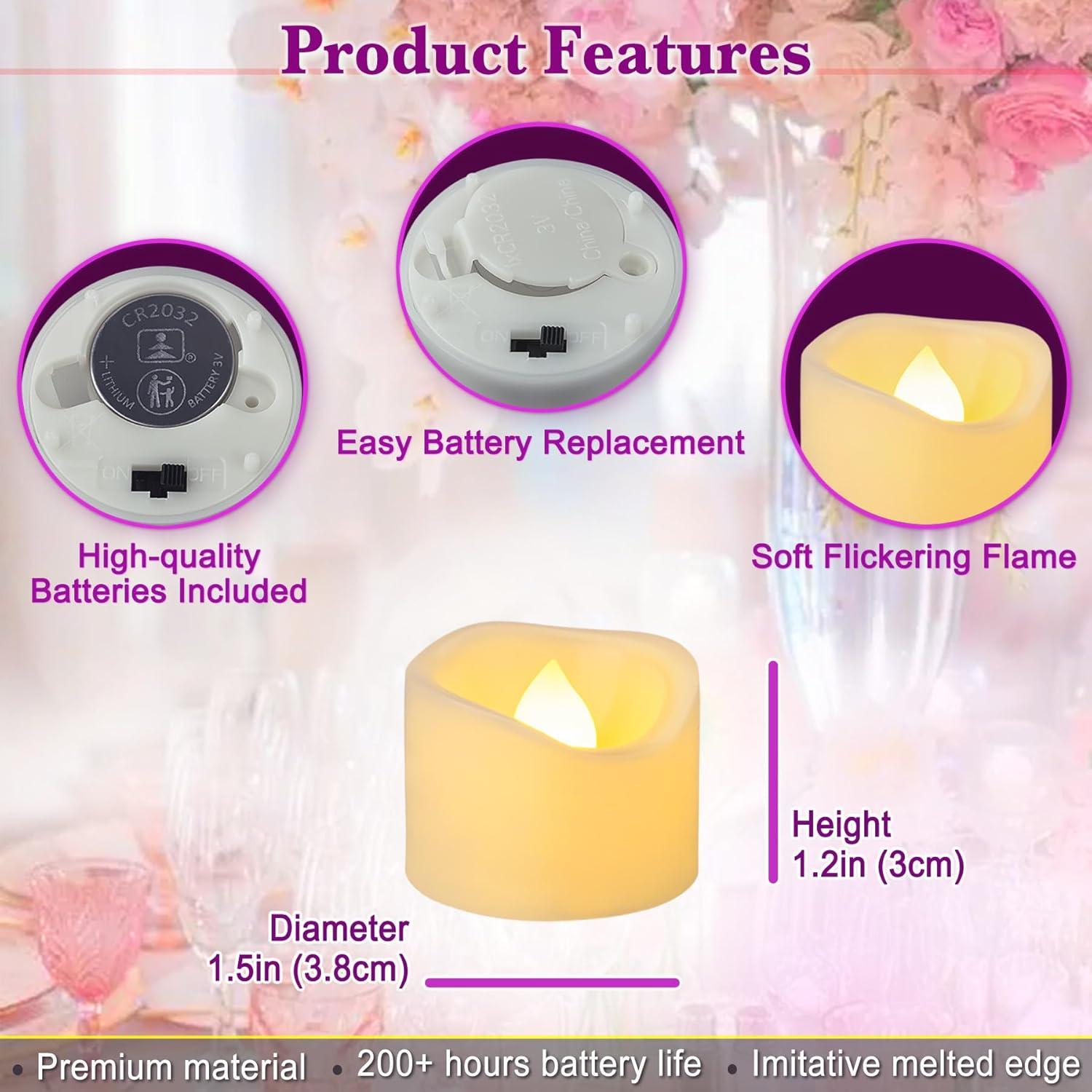 Paquete de 72 Velas LED Sin Llama Yakpo 3.8cm para Decoración